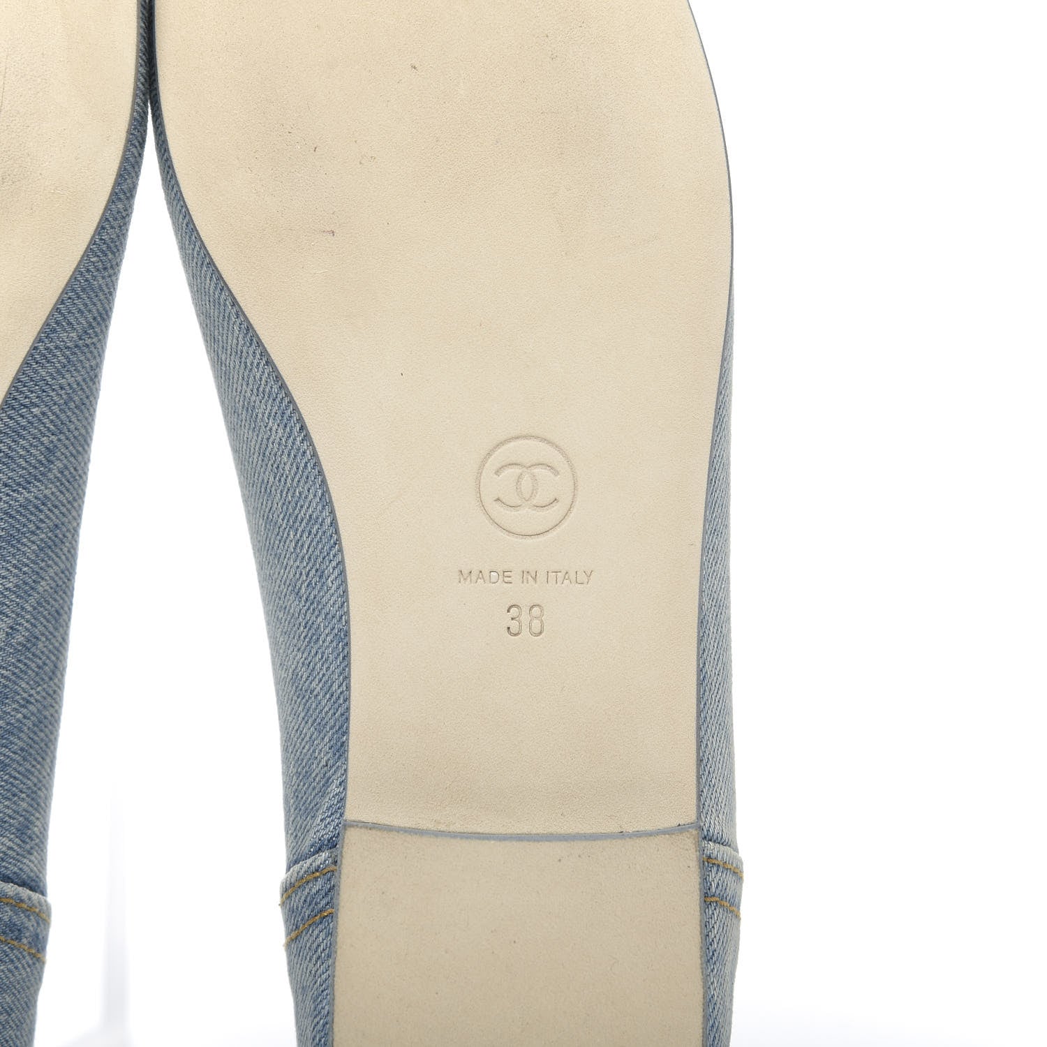 Chanel Denim CC Cap Toe Ballerina Flats 38 Light Blue 6 of 10
