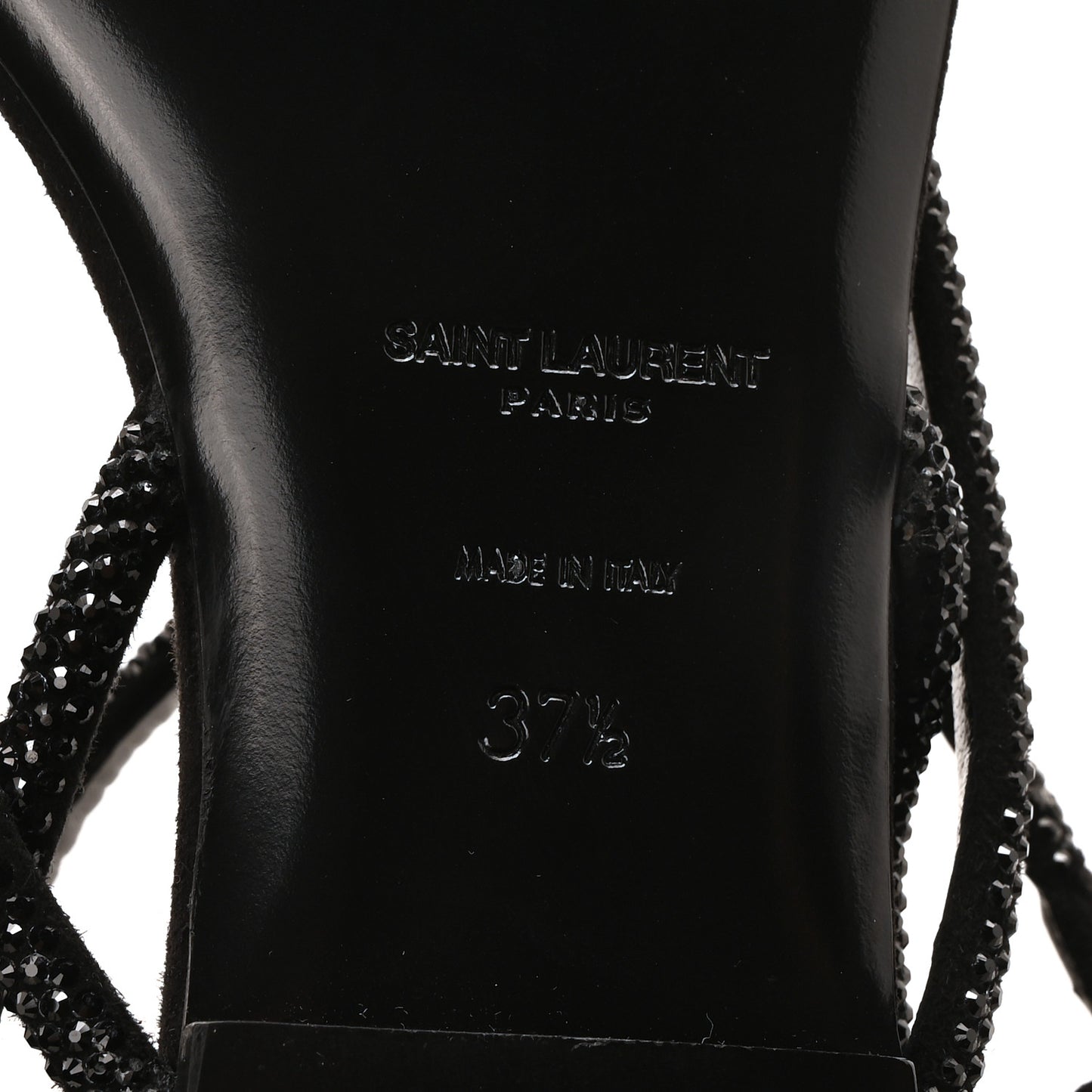 Suede Calfskin Crystal Embellished Nadja Sandals 37.5 Black