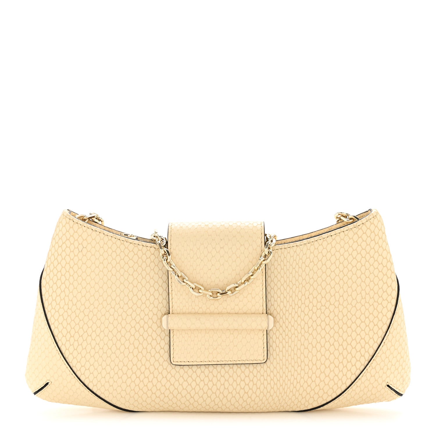 Jimmy Choo Elaphe Snakeskin Printed Bar Slim Clutch Buttermilk