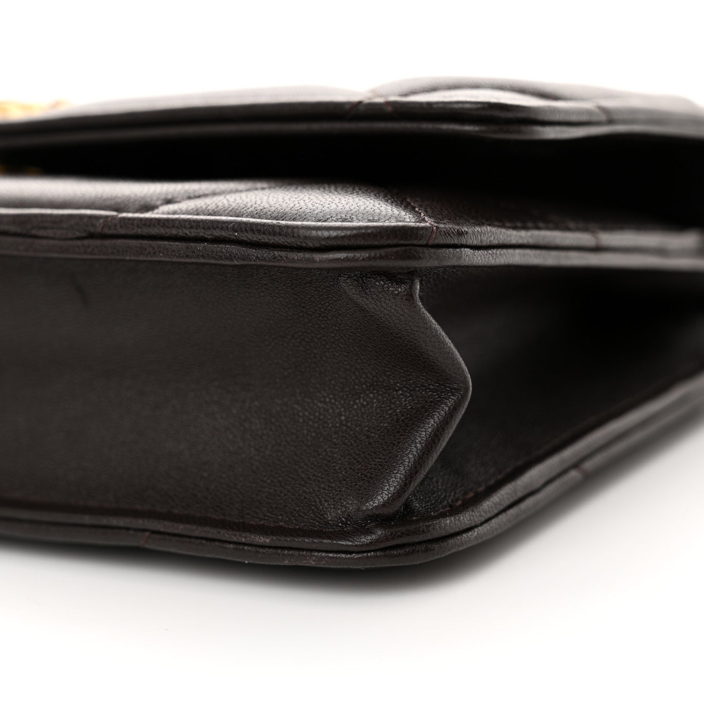 Lambskin Quilted Chanel 19 Wallet On Chain WOC Dark Brown