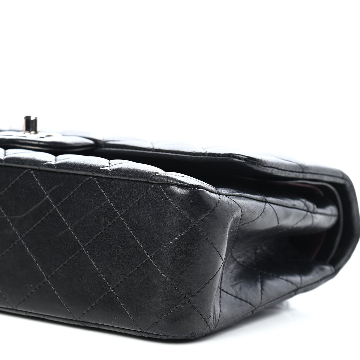 Lambskin Quilted Medium Double Flap Black