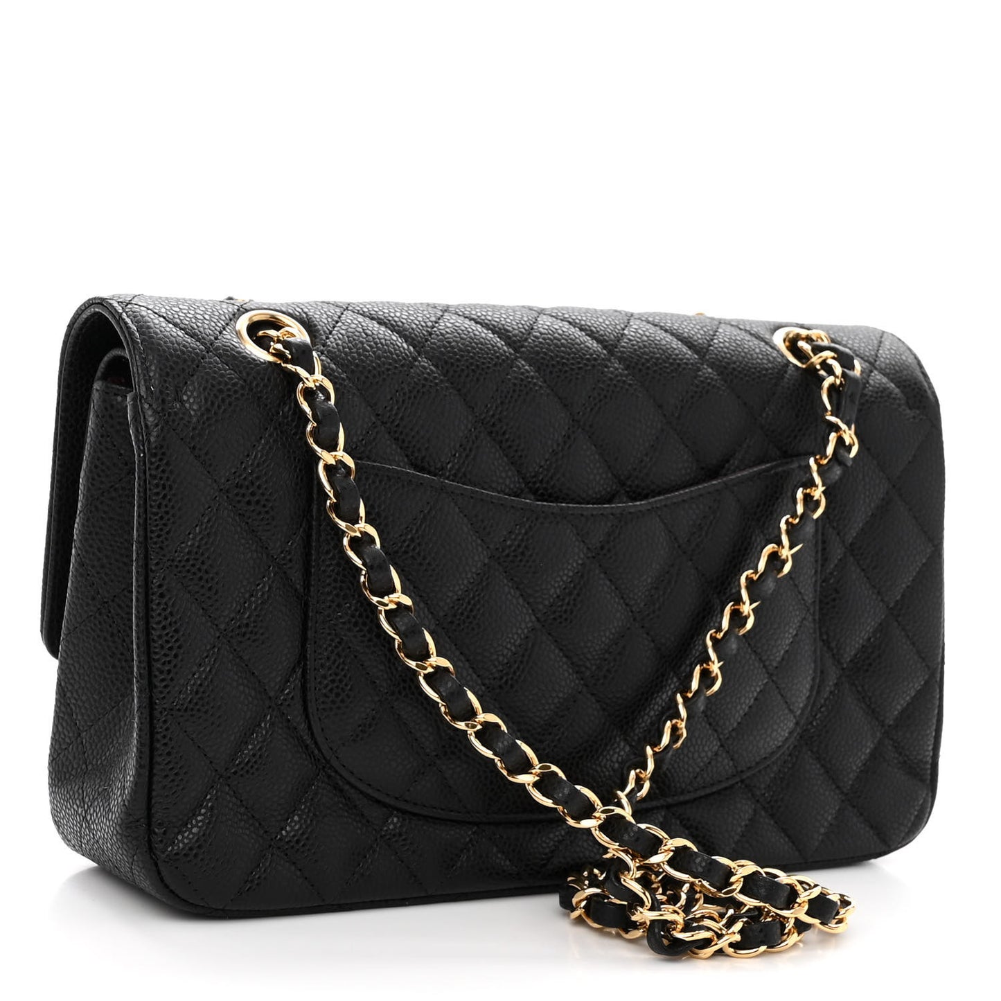 Caviar Quilted Medium Double Flap Black
