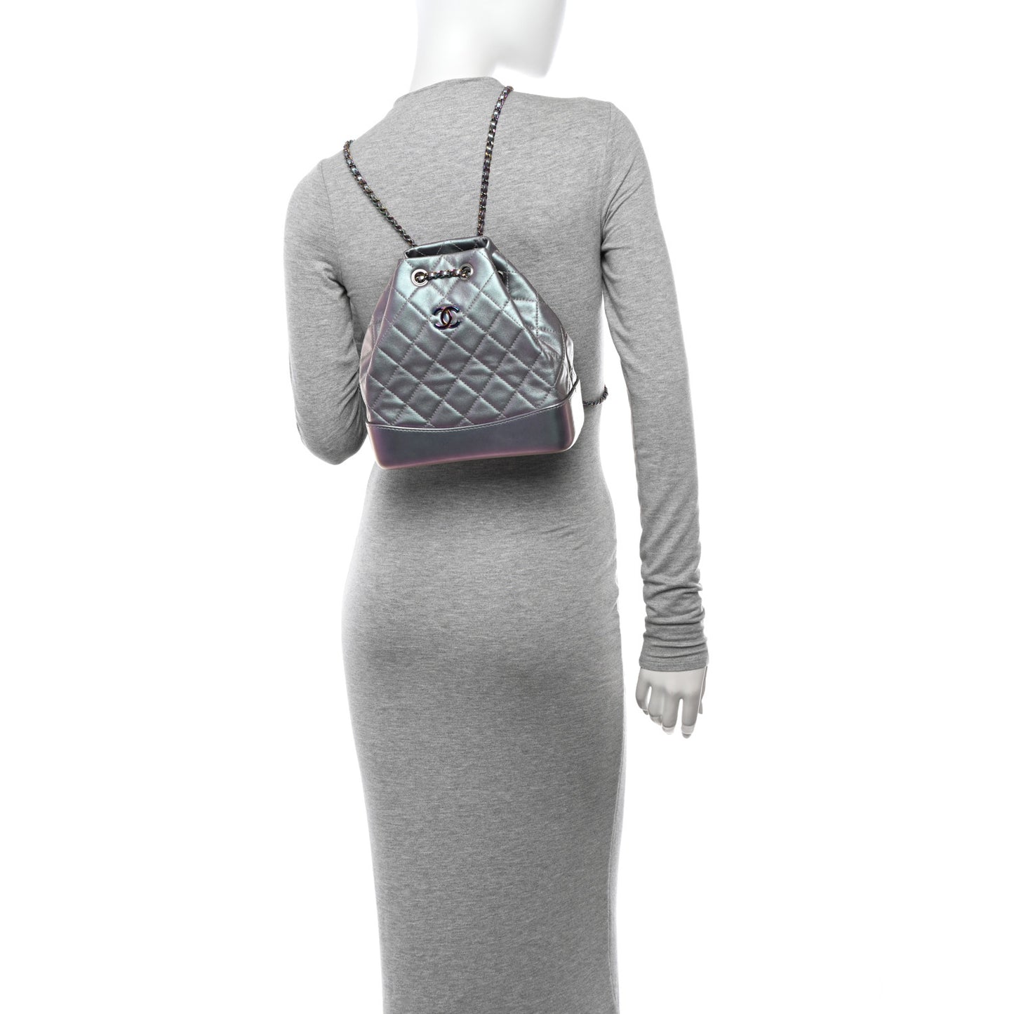 Iridescent Lambskin Calfskin Small Quilted Gabrielle Backpack Light Purple