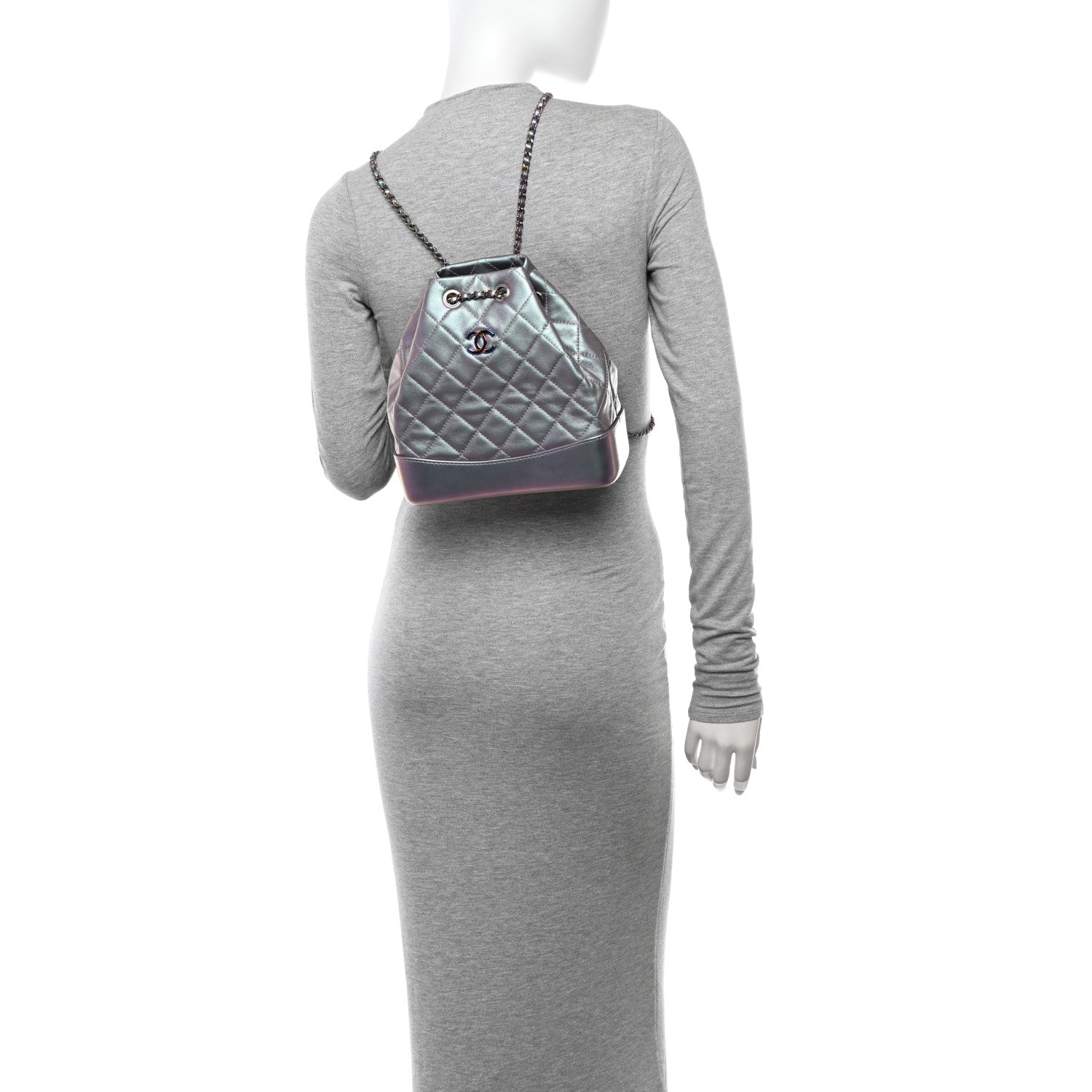 Chanel Iridescent Lambskin Calfskin Small Quilted Gabrielle Backpack Light Purple 2 of 12