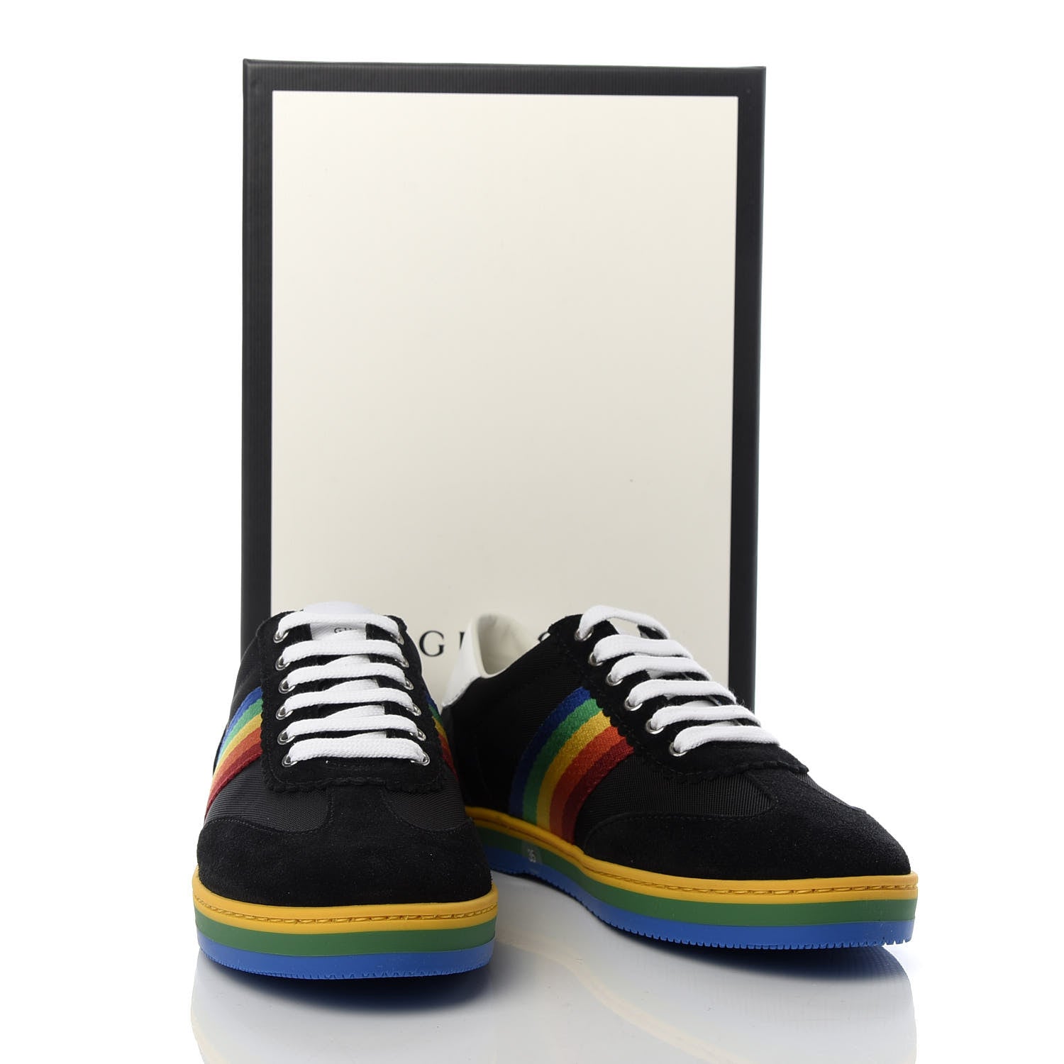 Gucci Suede Rainbow Womens G74 Sneakers 35 Black 10 of 10