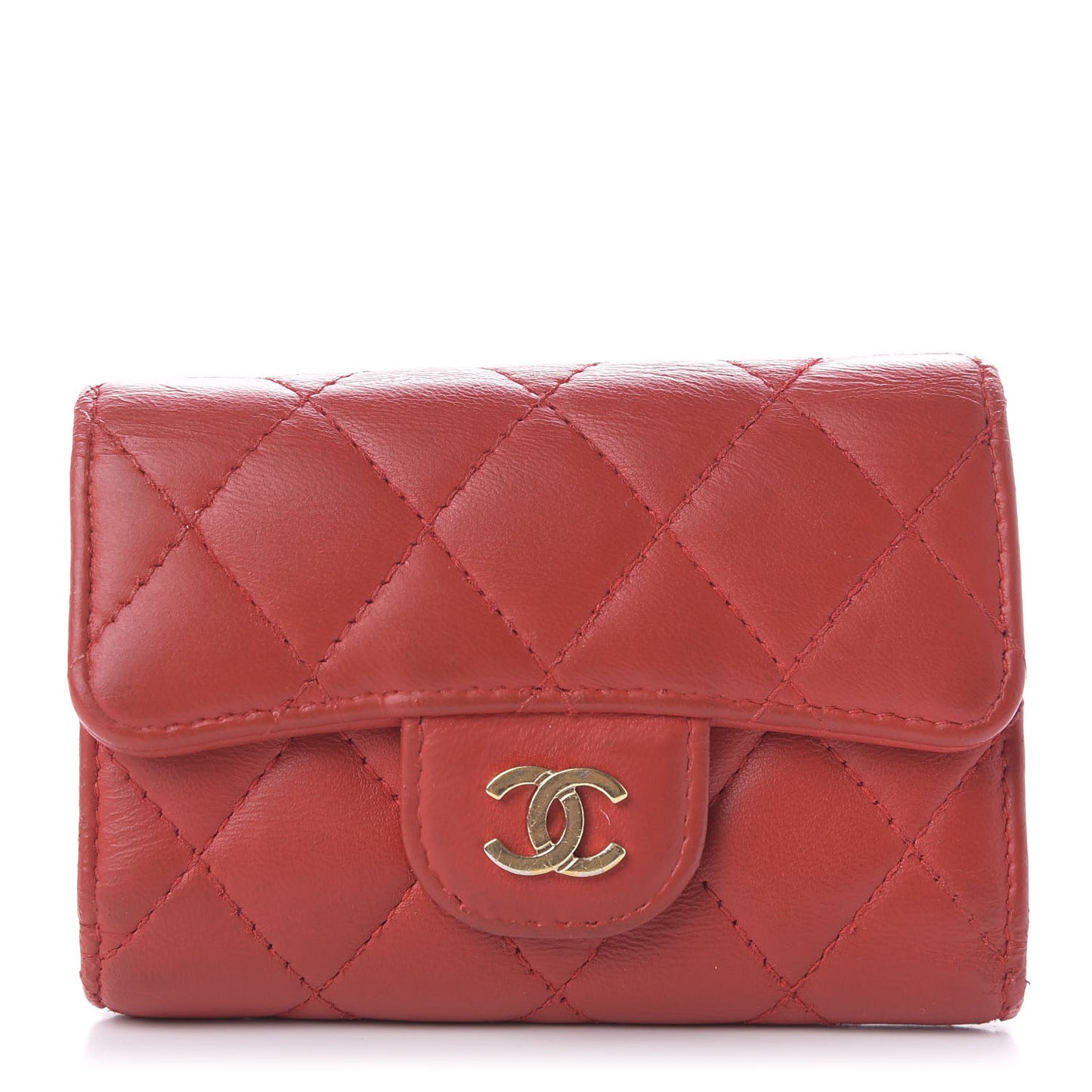 Lambskin Quilted 4 Key Holder Red