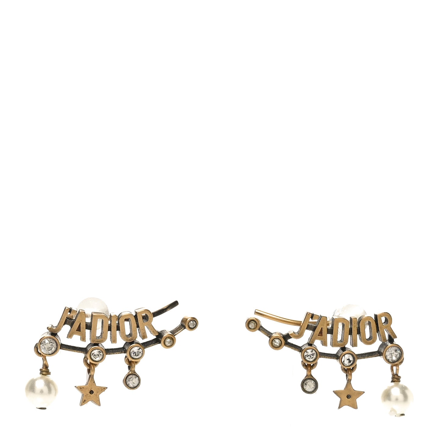 Pearl Crystal J'Adior Earrings Aged Gold