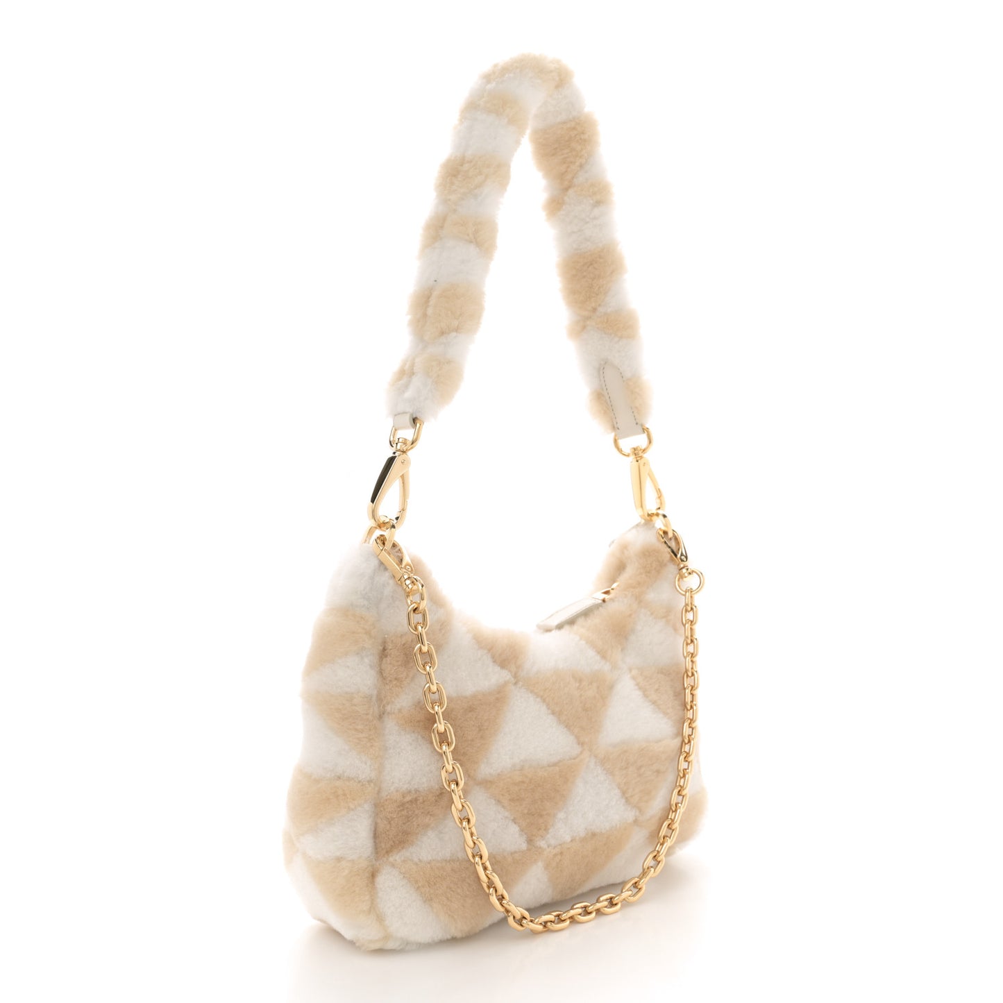 Montone Shearling Nappa Mini Re-Edition Shoulder Bag Ecru Bianco