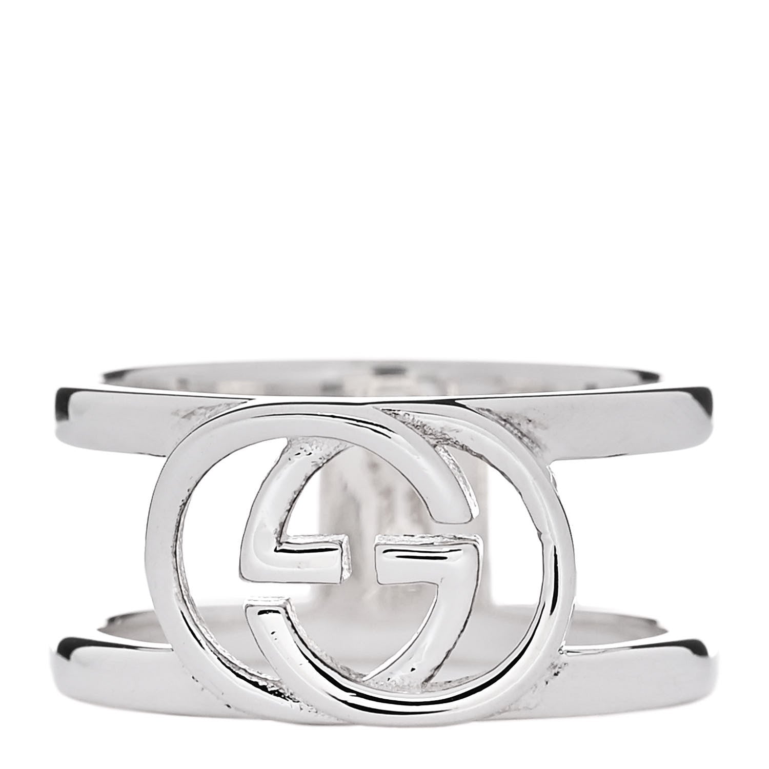 Gucci Sterling Silver 9mm Interlocking G Open Band Ring 50 5.5 1 of 4