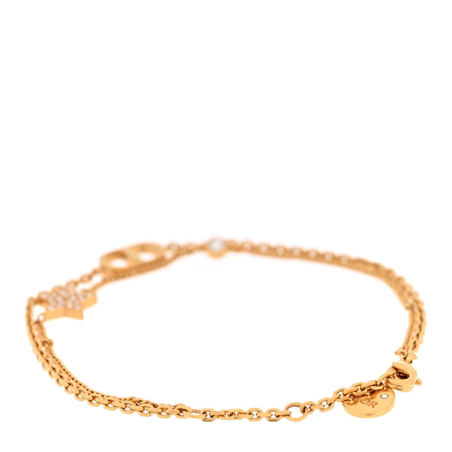 Metal Crystal Petit CD Double Bracelet Gold