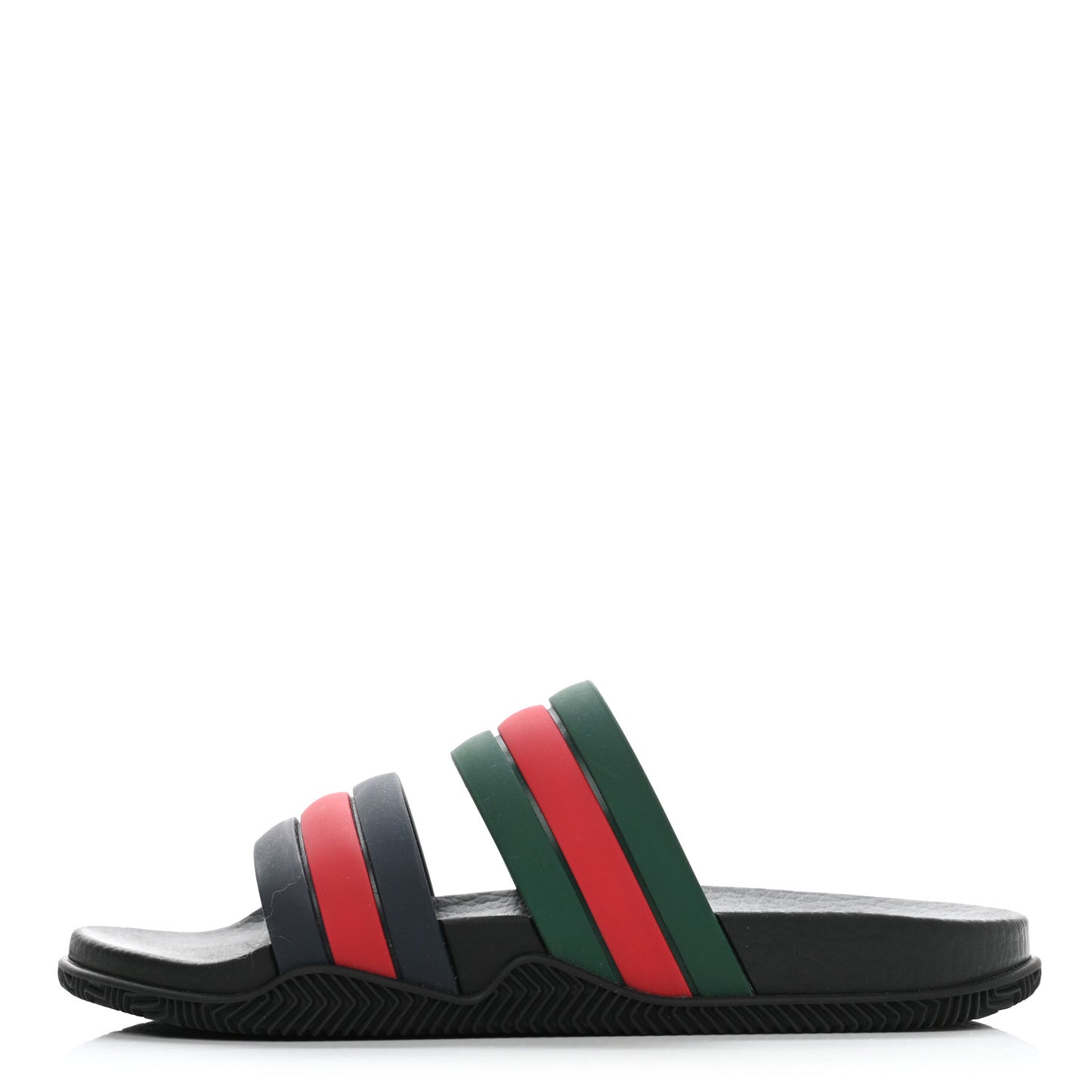 Rubber Web Stripe Slide Sandals 37 Green Navy Red