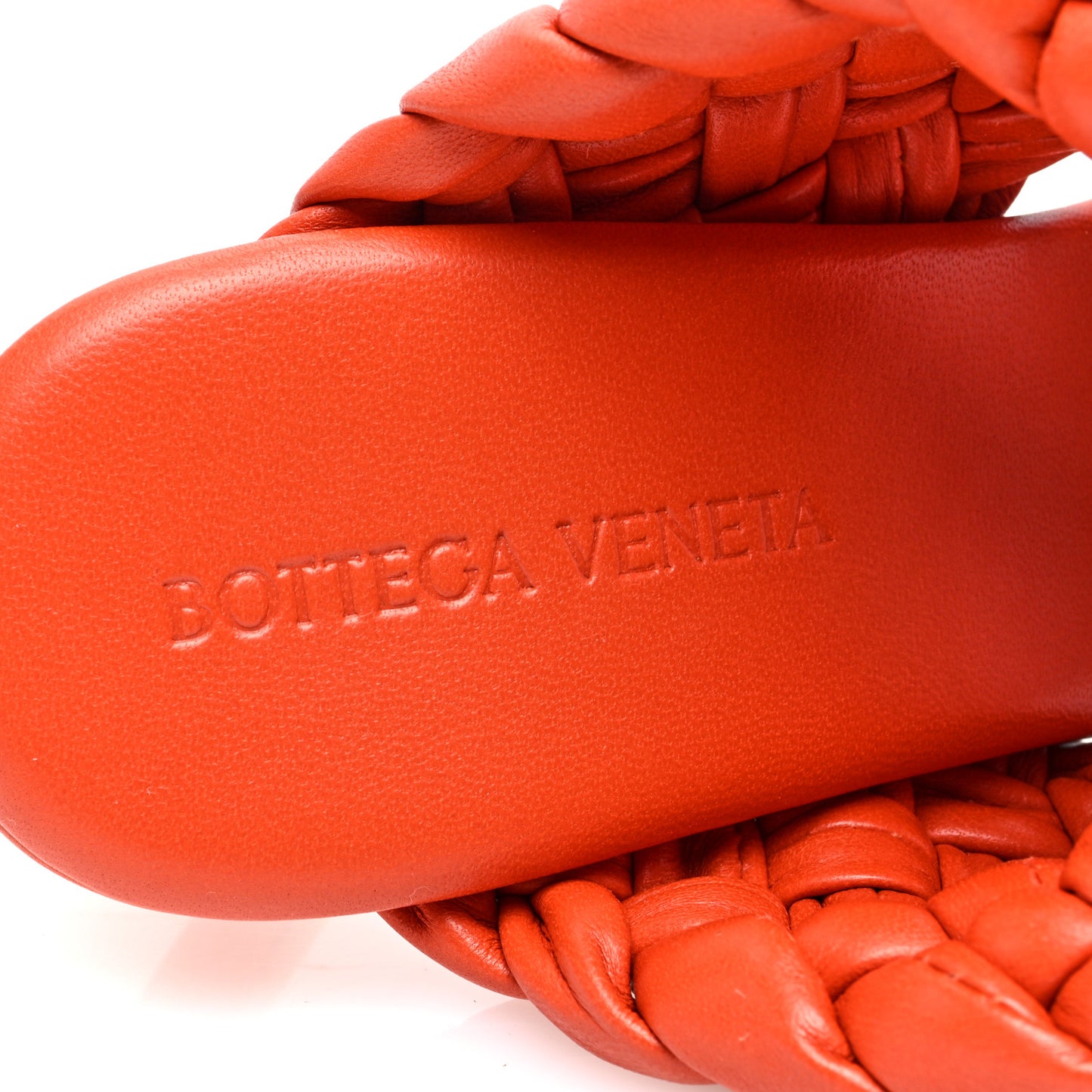 Nappa Twisted Padded Intrecciato Curve Slide Sandals 38 Paprika