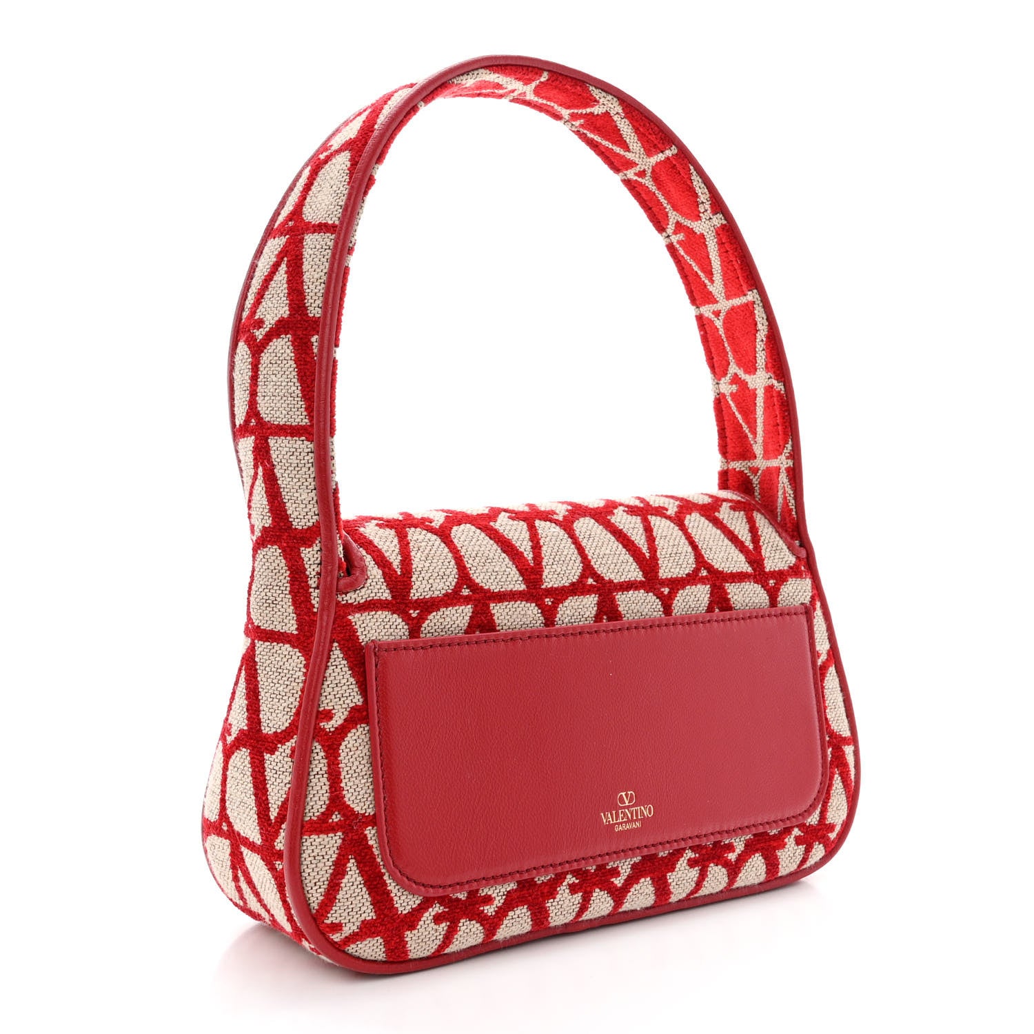 Valentino Garavani Toile Iconographe Goatskin Vlogo Small Loco Hobo Bag Natural Rosso Valentino 3 of 10
