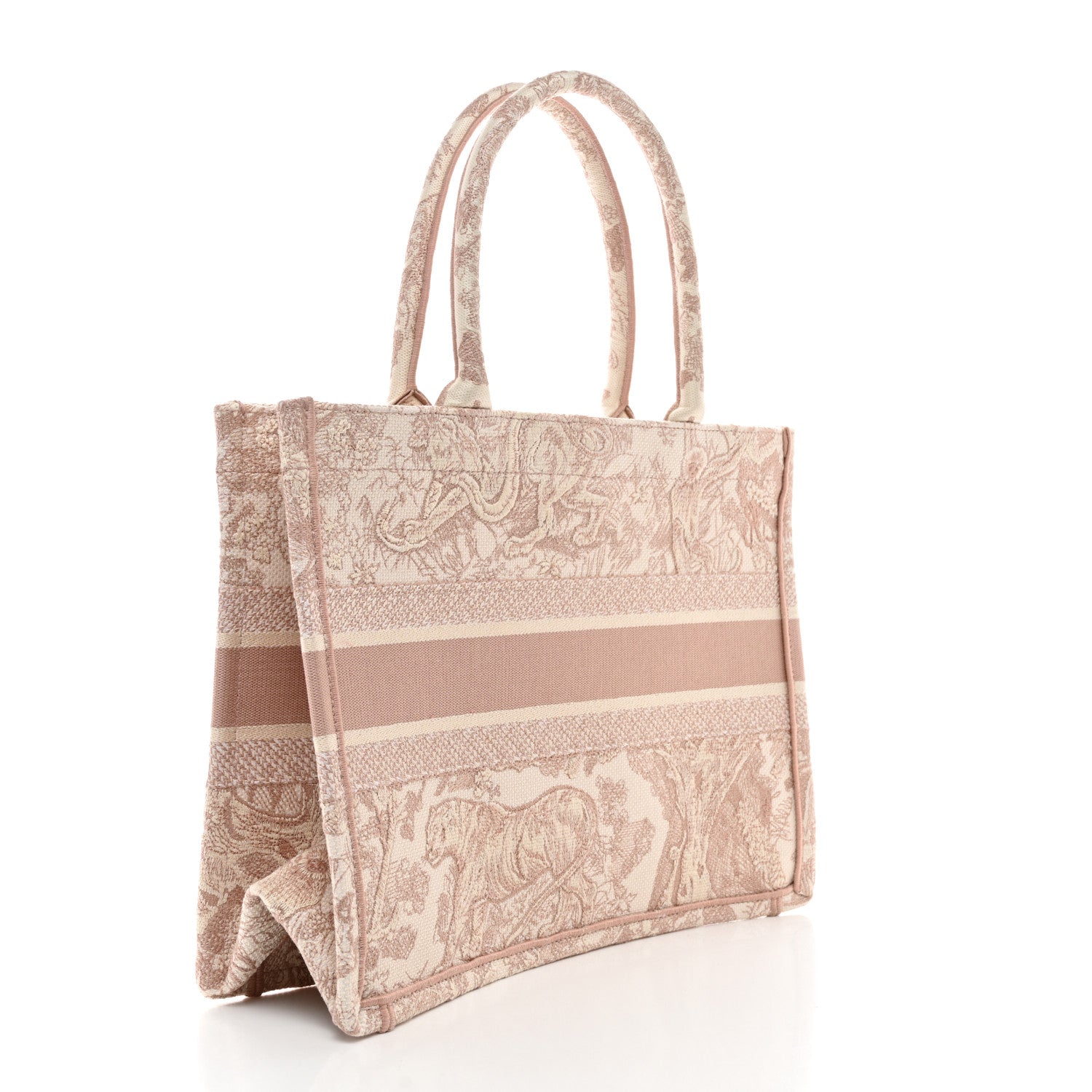 Christian Dior Canvas Embroidered Medium Dioriviera Toile De Jouy Book Tote Rose 3 of 10