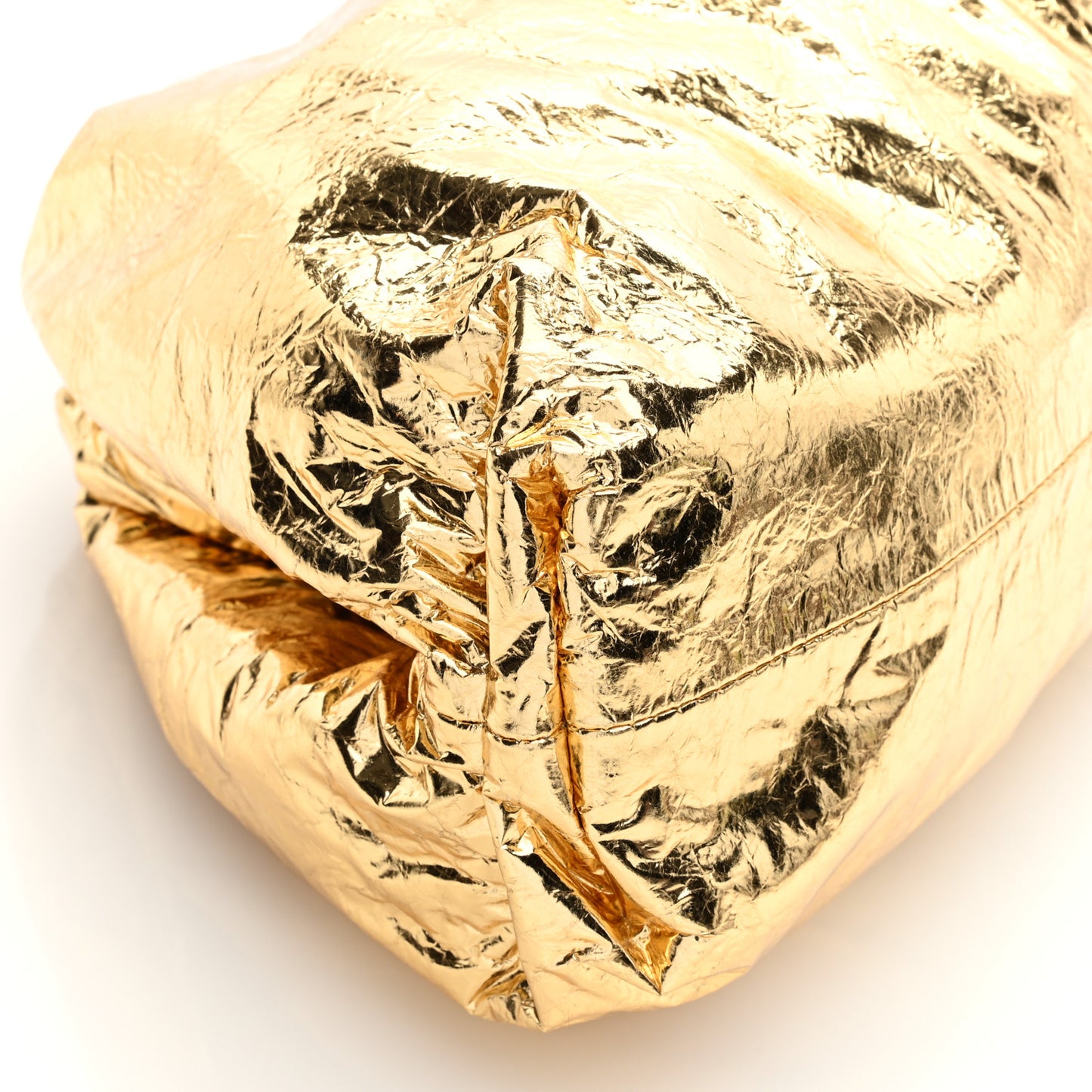 Metallic Crinkled Lambskin The Pouch Oversized Clutch Oro