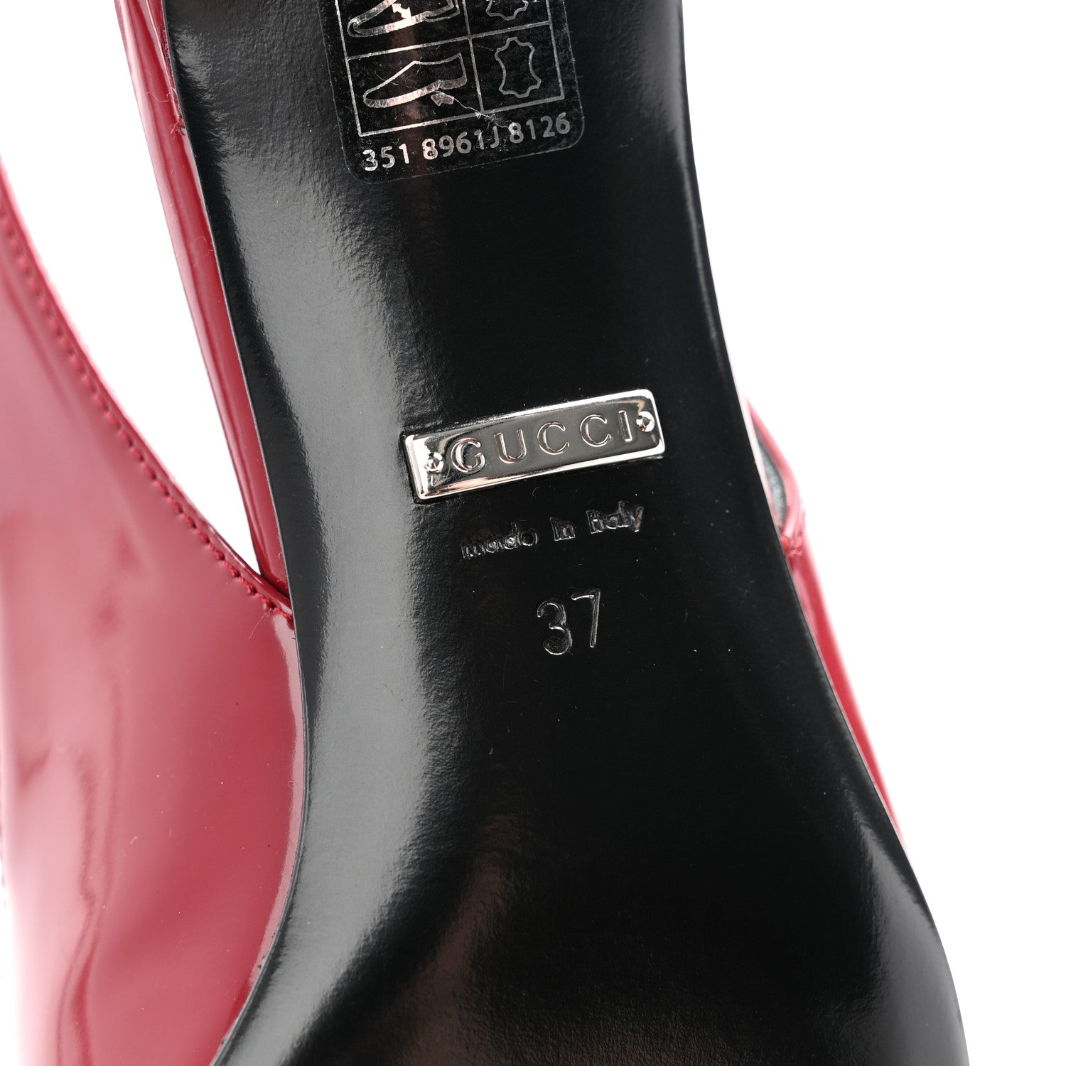 Gucci Nappa Mallory Pointed Toe Slingback Sandal 37 New Cherry 7 of 9