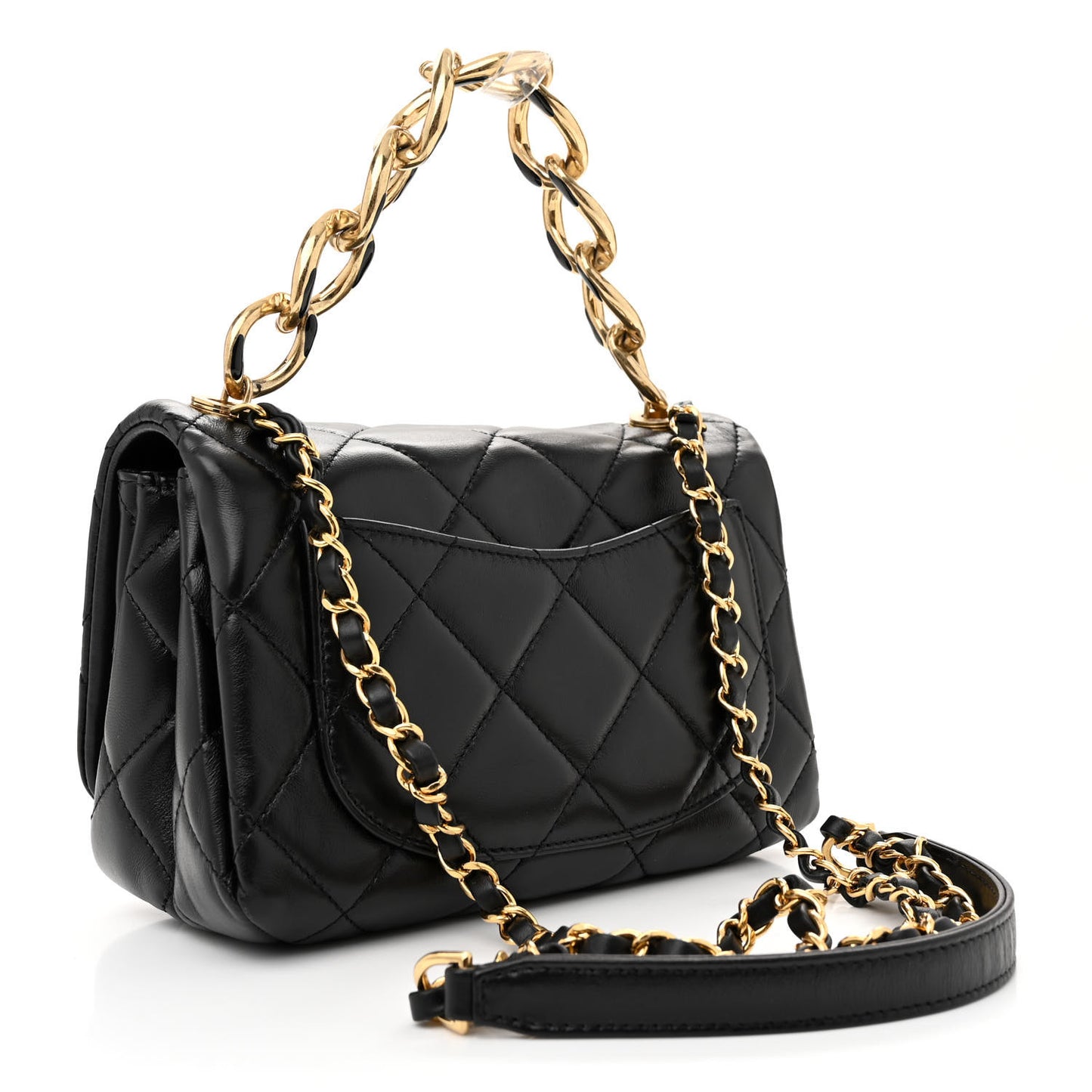 Lambskin Quilted Small Color Match Flap Black
