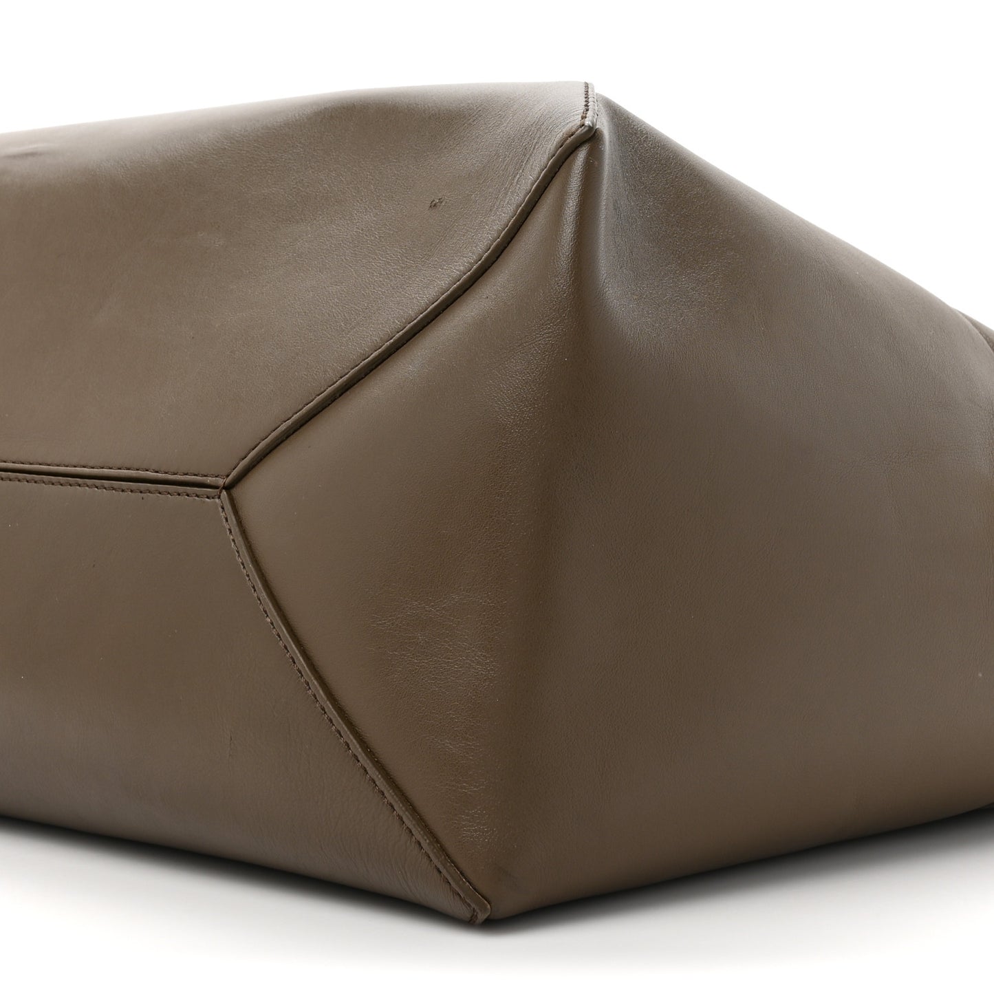 Shiny Calfskin Large Puzzle Fold Tote Umber Hunter Green