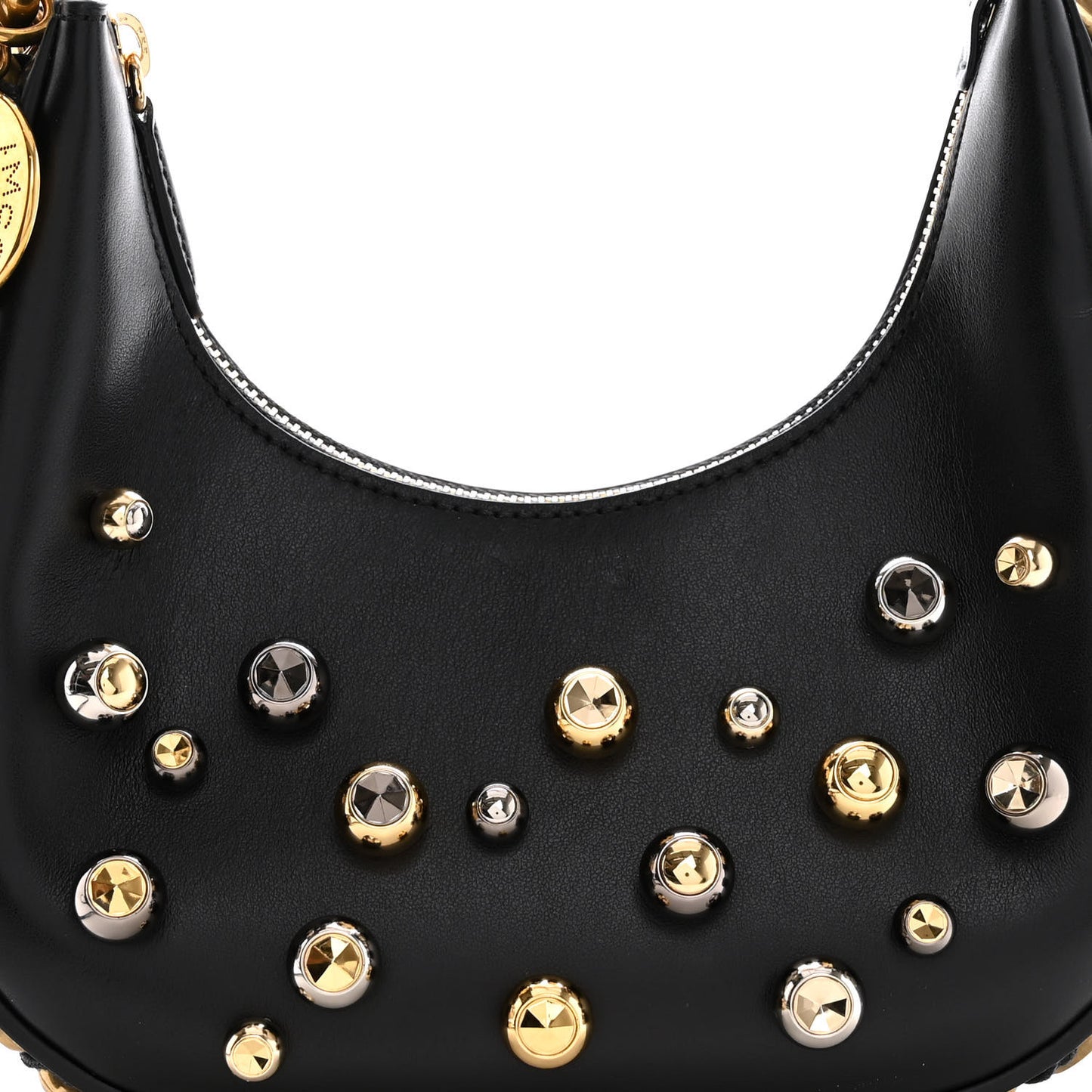 Eco Alter Nappa Mini Chunky Studs Frayme Shoulder Bag Black