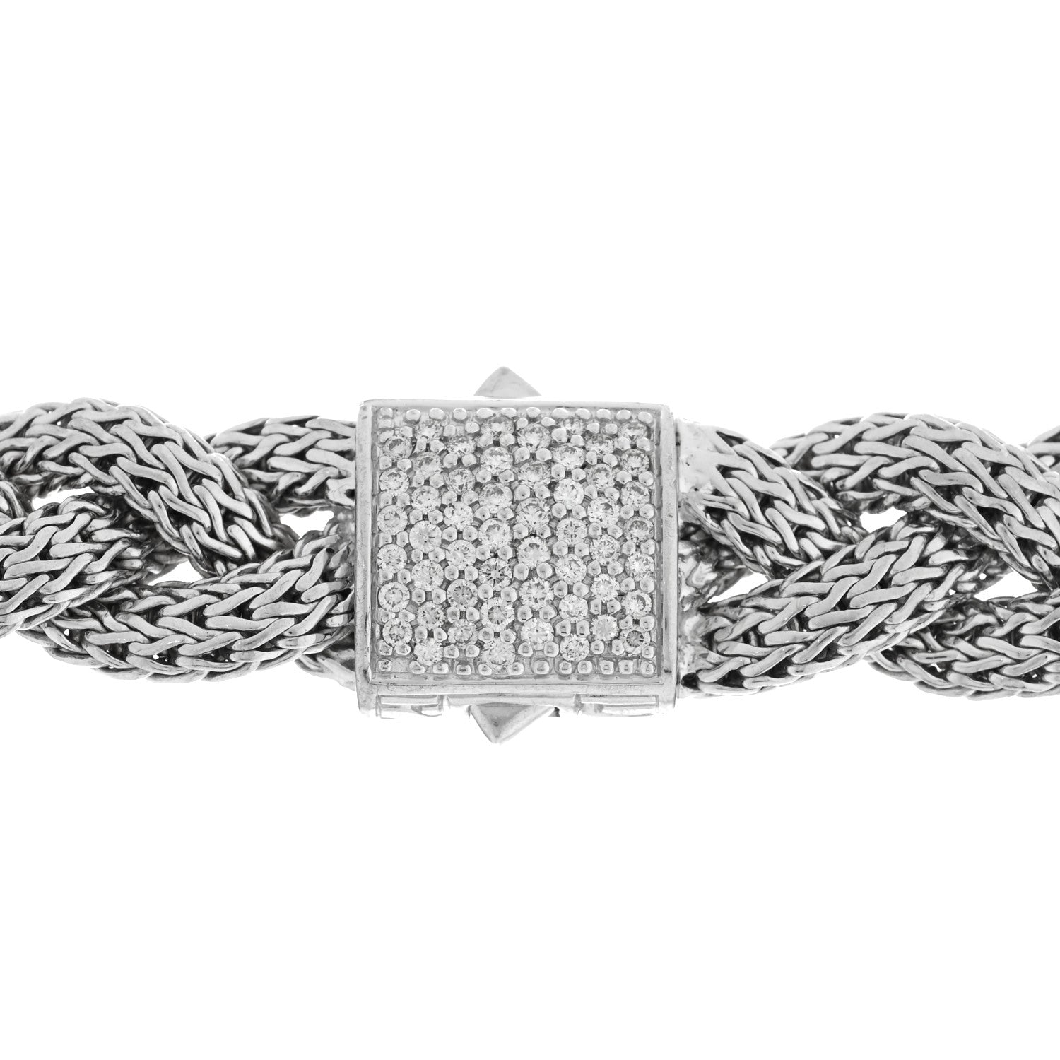 John Hardy Sterling Silver Diamond 16mm Braided Chain Necklace 4 of 5