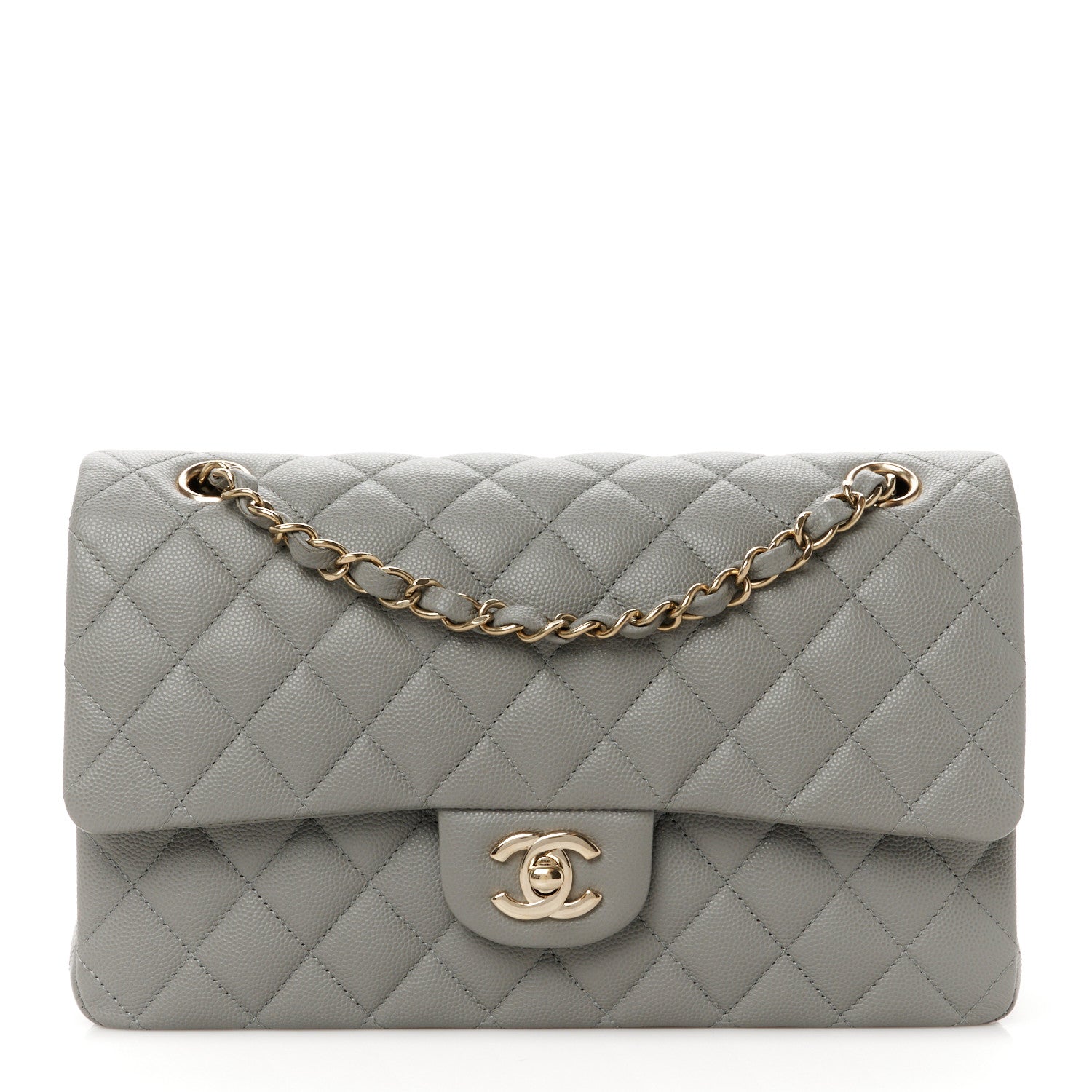 Chanel Caviar Quilted Medium Double Flap Grey 1 of 10