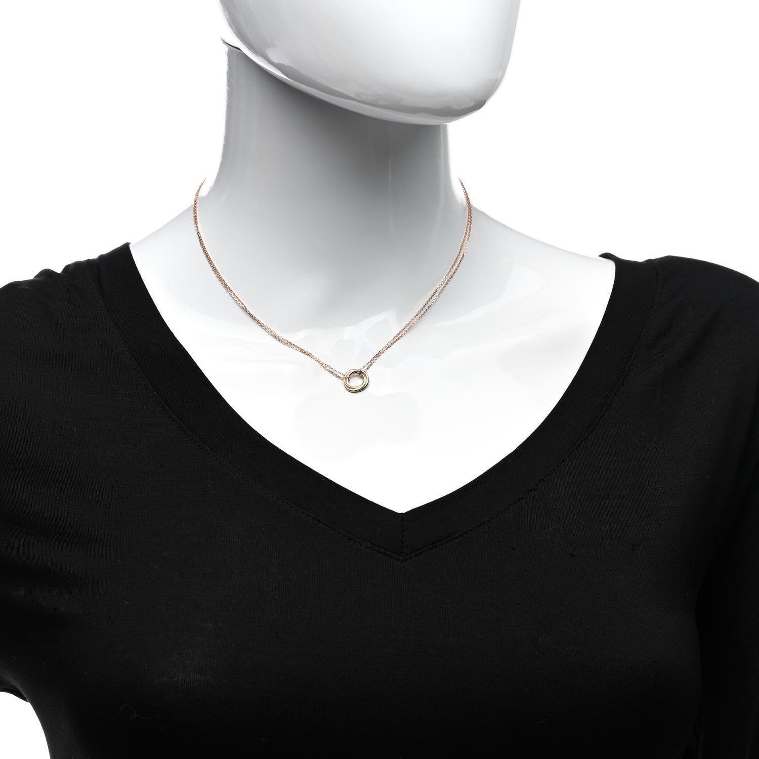 Cartier 18K Pink Yellow White Gold Trinity Double Chain Pendant Necklace 2 of 6