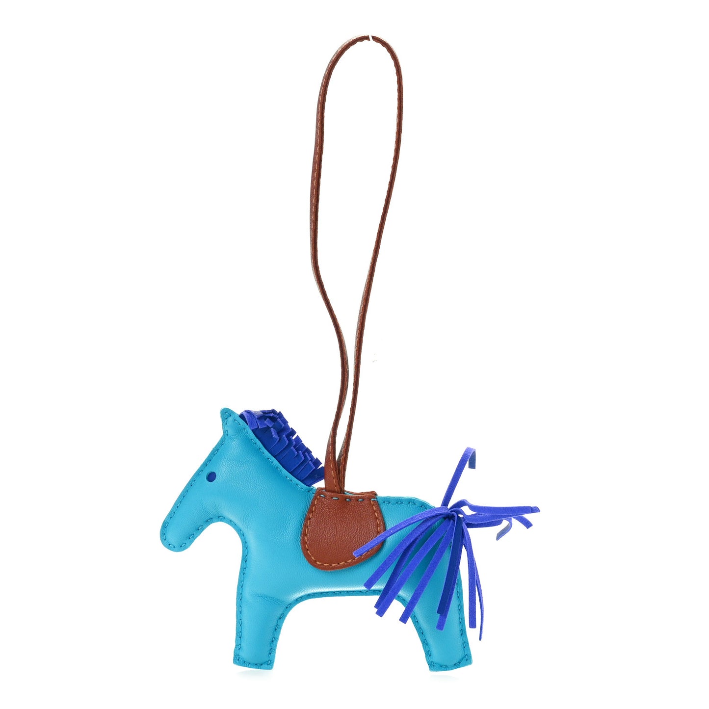 Milo Lambskin Grigri Rodeo Horse Bag Charm MM Bleu Azteque Bleu Electrique Fauve