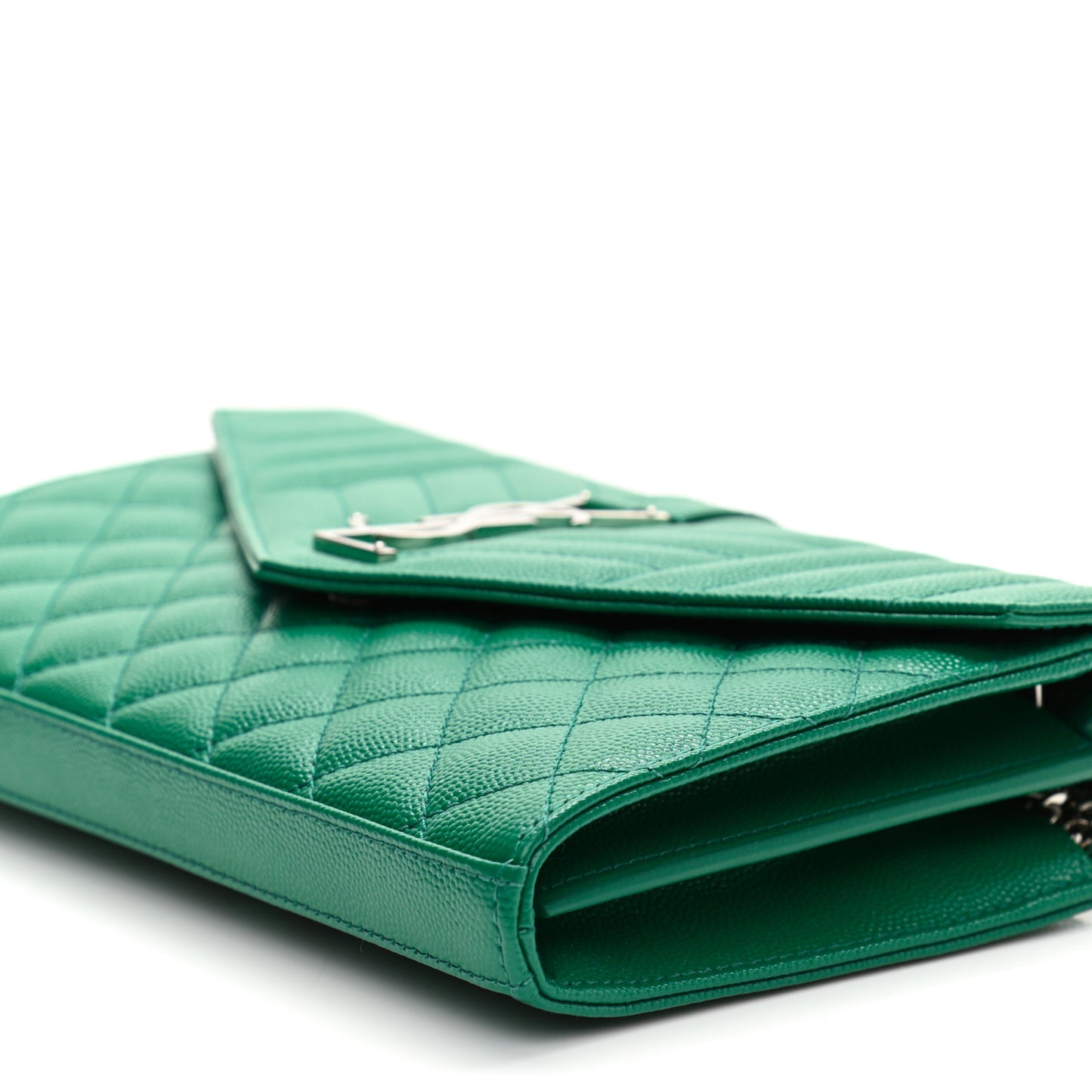 Grain De Poudre Mixed Matelasse Triquilt Monogram Chain Wallet Green Field