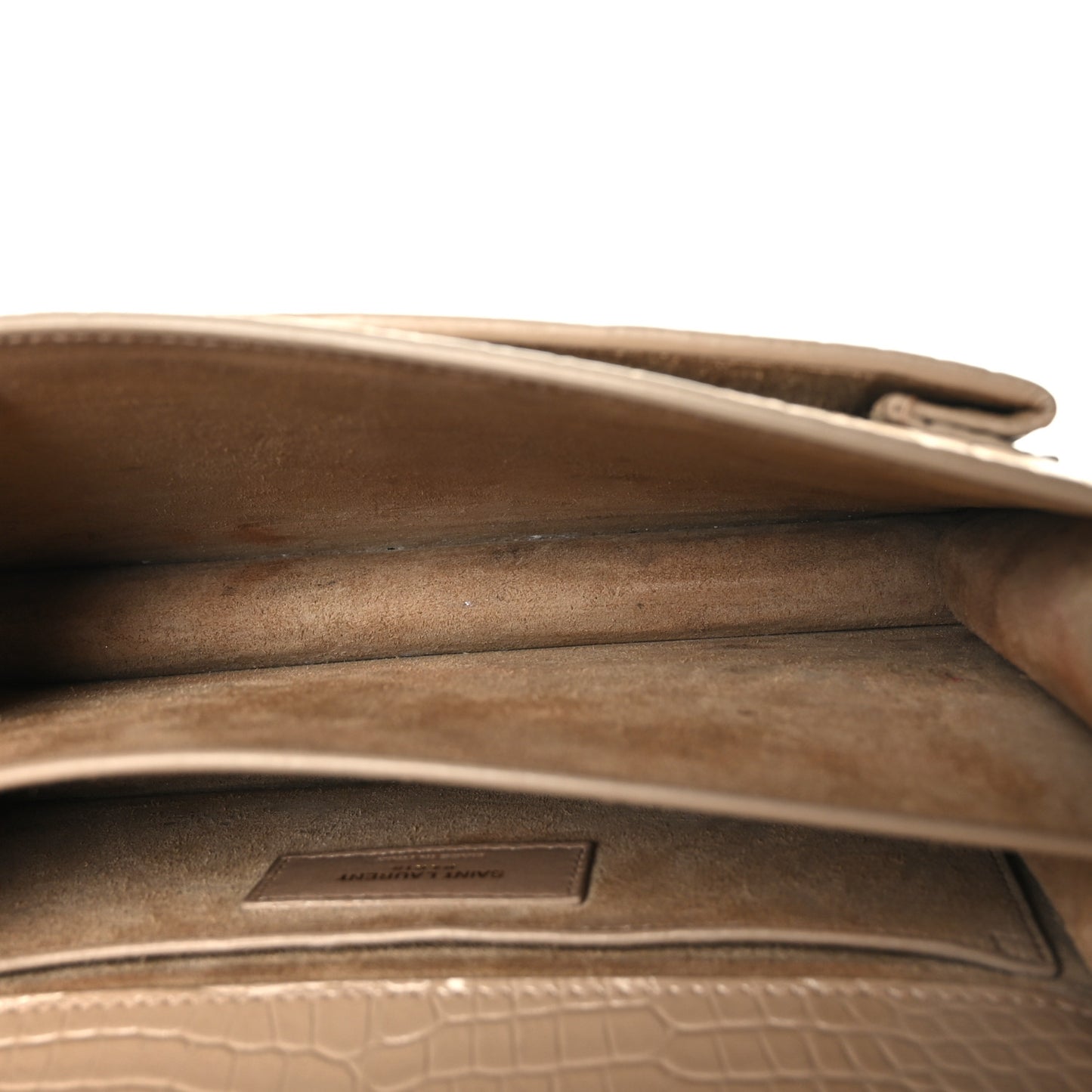 Calfskin Crocodile Embossed Medium Monogram Sunset Dark Beige