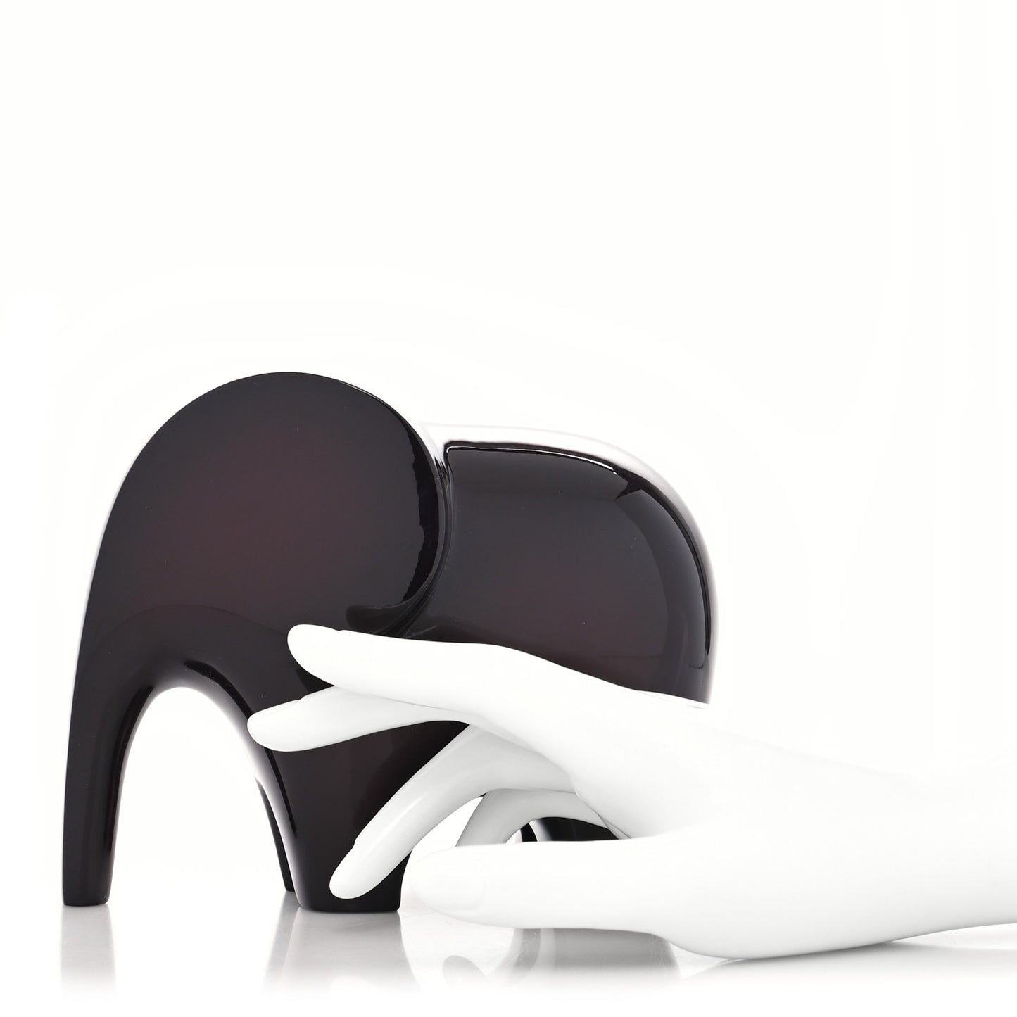 Lacquered Wood Elephant Lao Paperweight Aubergine