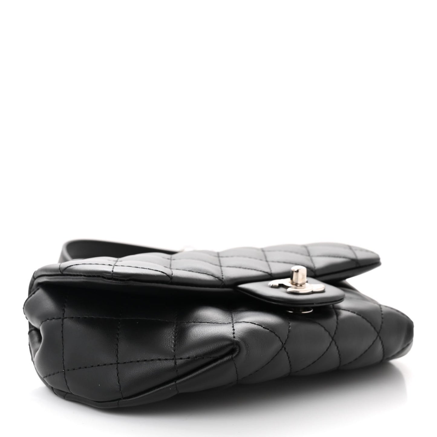 Calfskin Quilted CC Uniform Flap Belt Bag Black