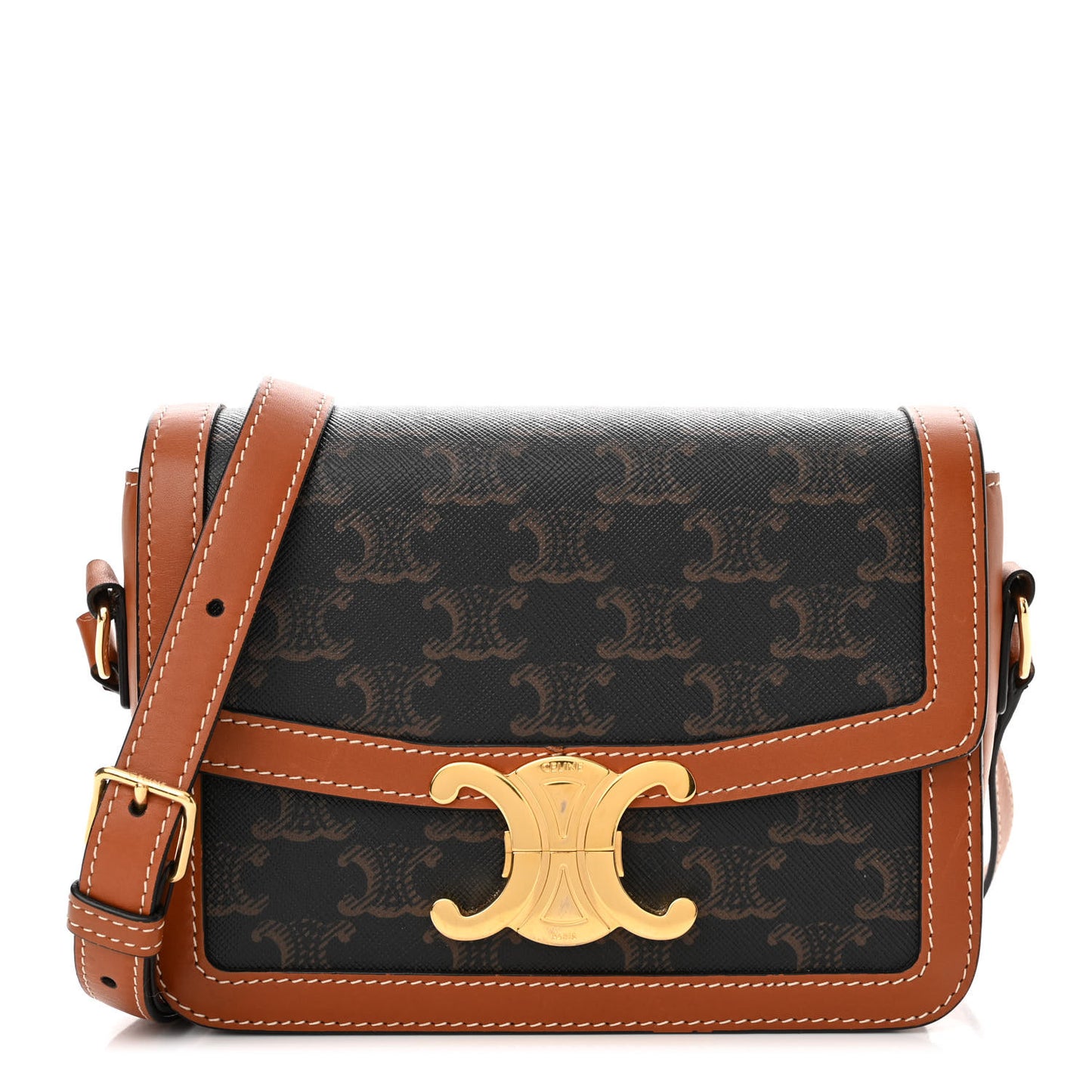 Calfskin Triomphe Canvas Teen Triomphe Bag Tan