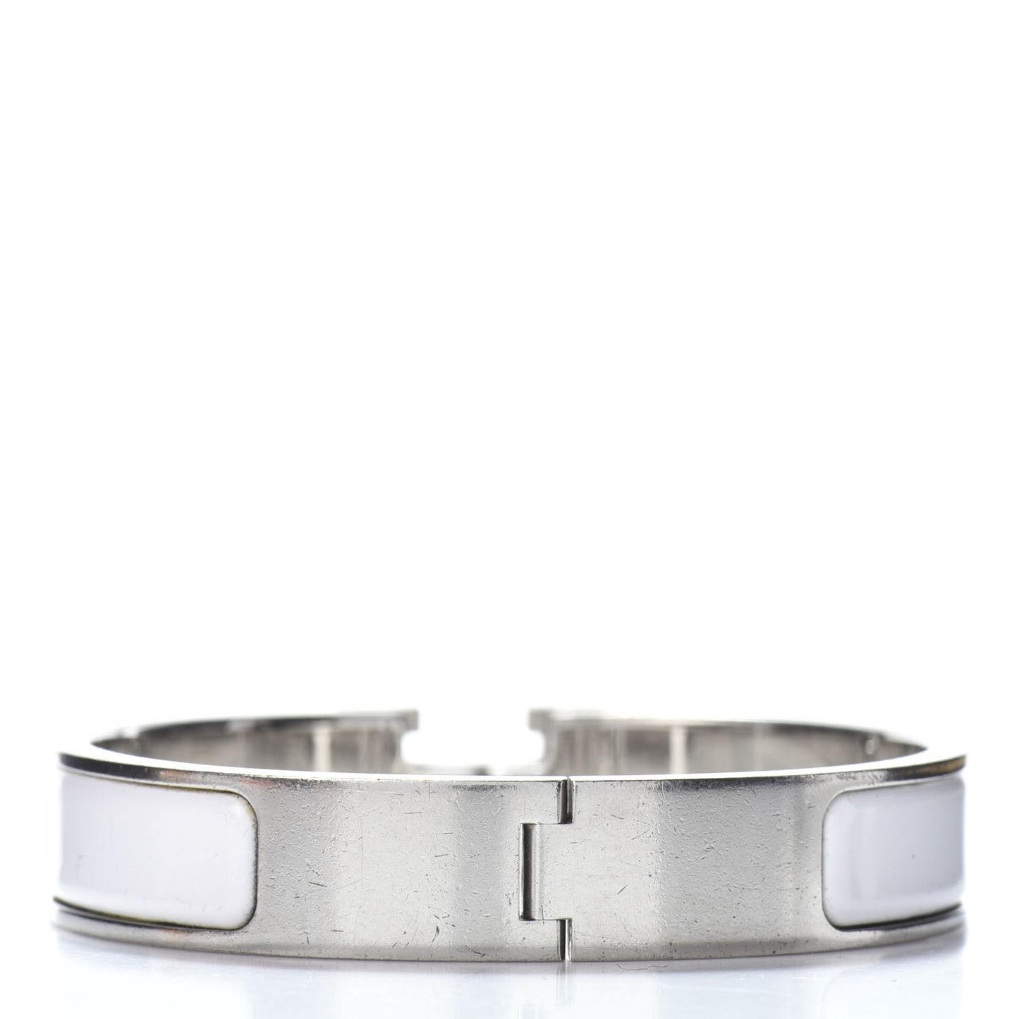 Enamel Narrow Clic Clac H Bracelet GM White