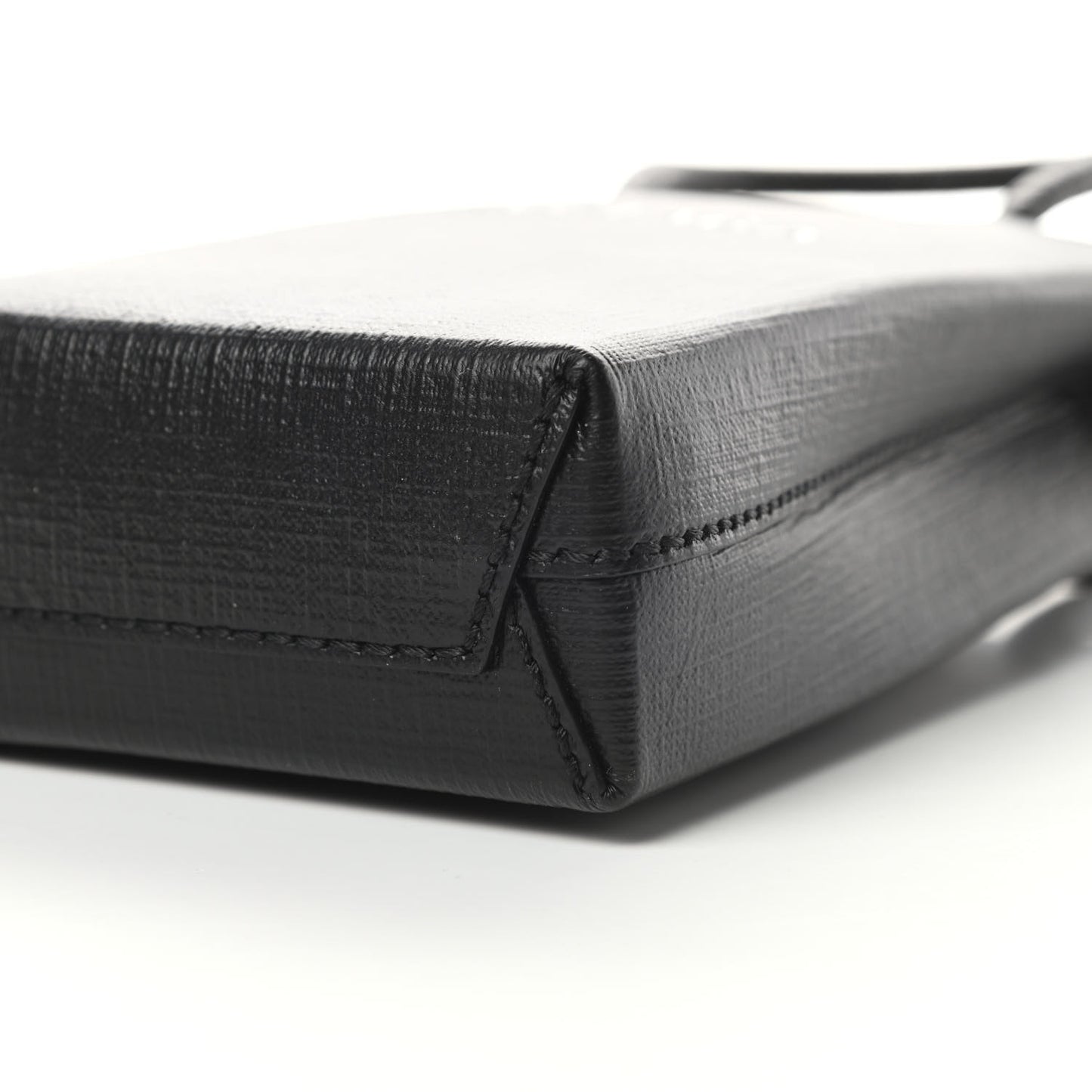 Squared Calfskin Logo Shopping Phone Holder Bag Black