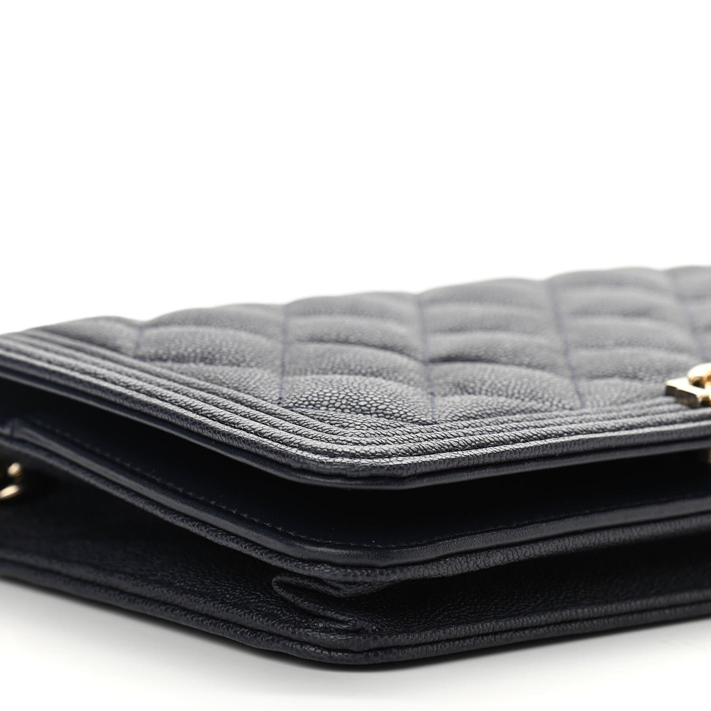 Caviar Quilted Boy Wallet On Chain WOC Navy