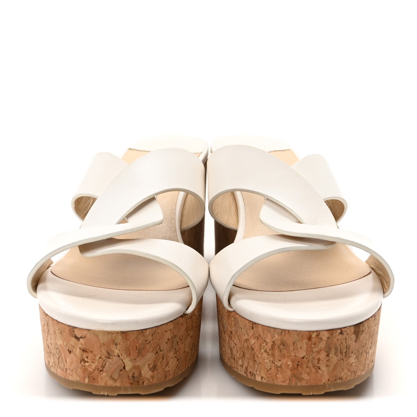 Calfskin Cork Duclet Wedge 90 Sandals 36 White Cuoio