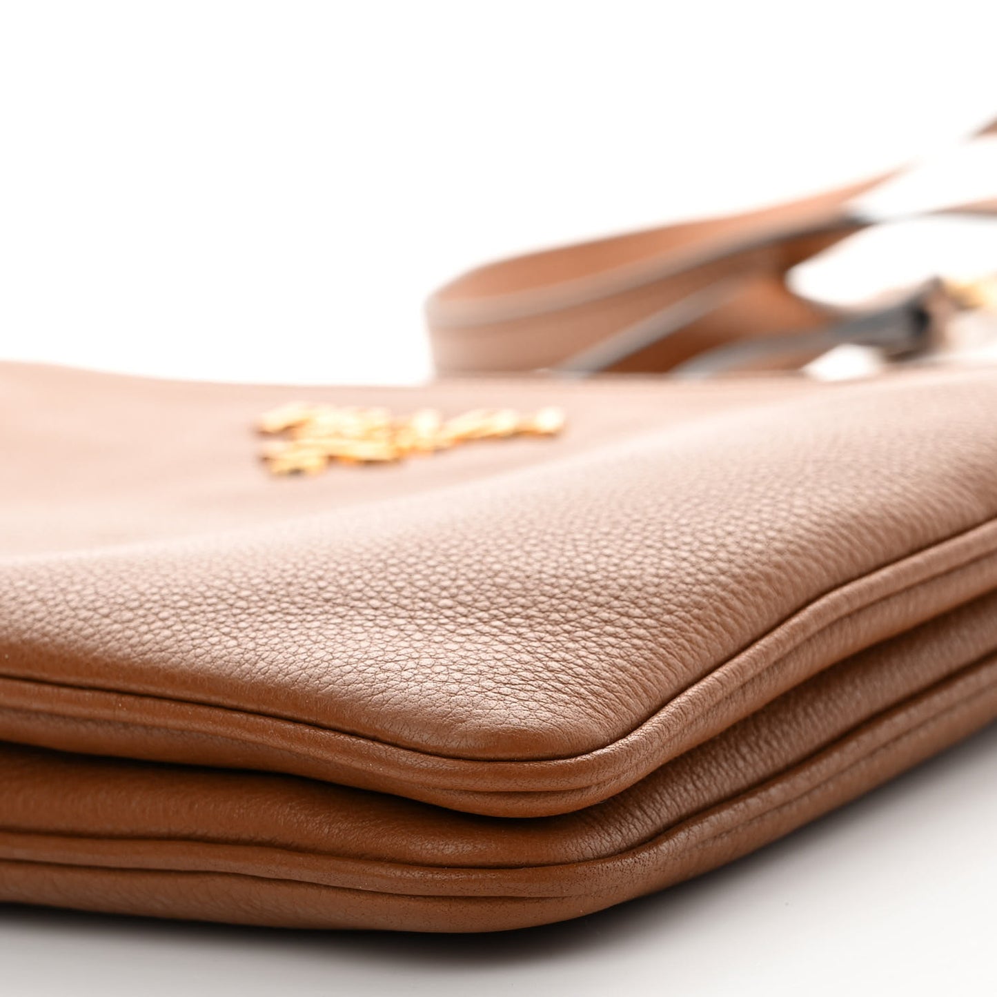 Vitello Phenix Double Zip Crossbody Bag Cannella