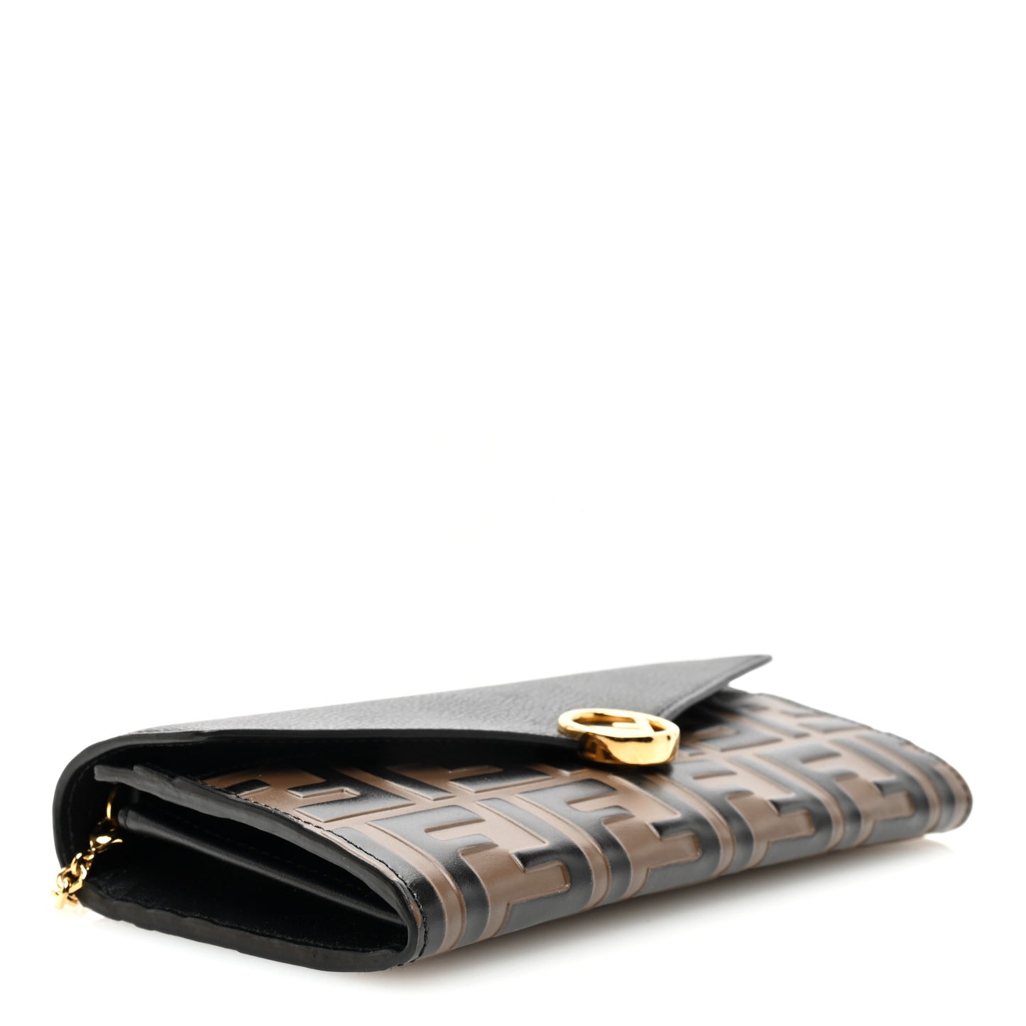 Vitello Cruise F is Fendi Bi-Color FF 1974 Embossed Continental Envelope Wallet On Chain Maya Black