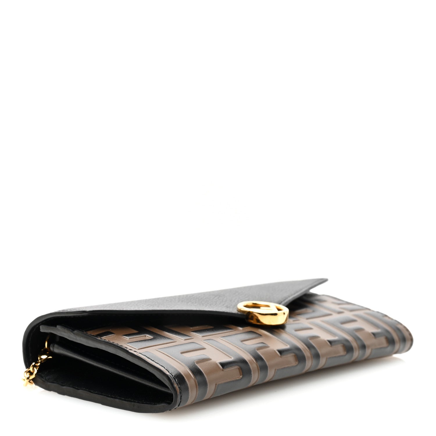 Fendi Vitello Cruise F is Fendi Bi-Color FF 1974 Embossed Continental Envelope Wallet On Chain Maya Black 4 of 10