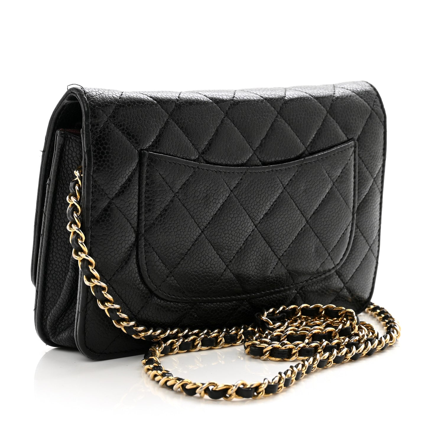 Caviar Quilted Wallet on Chain WOC Black