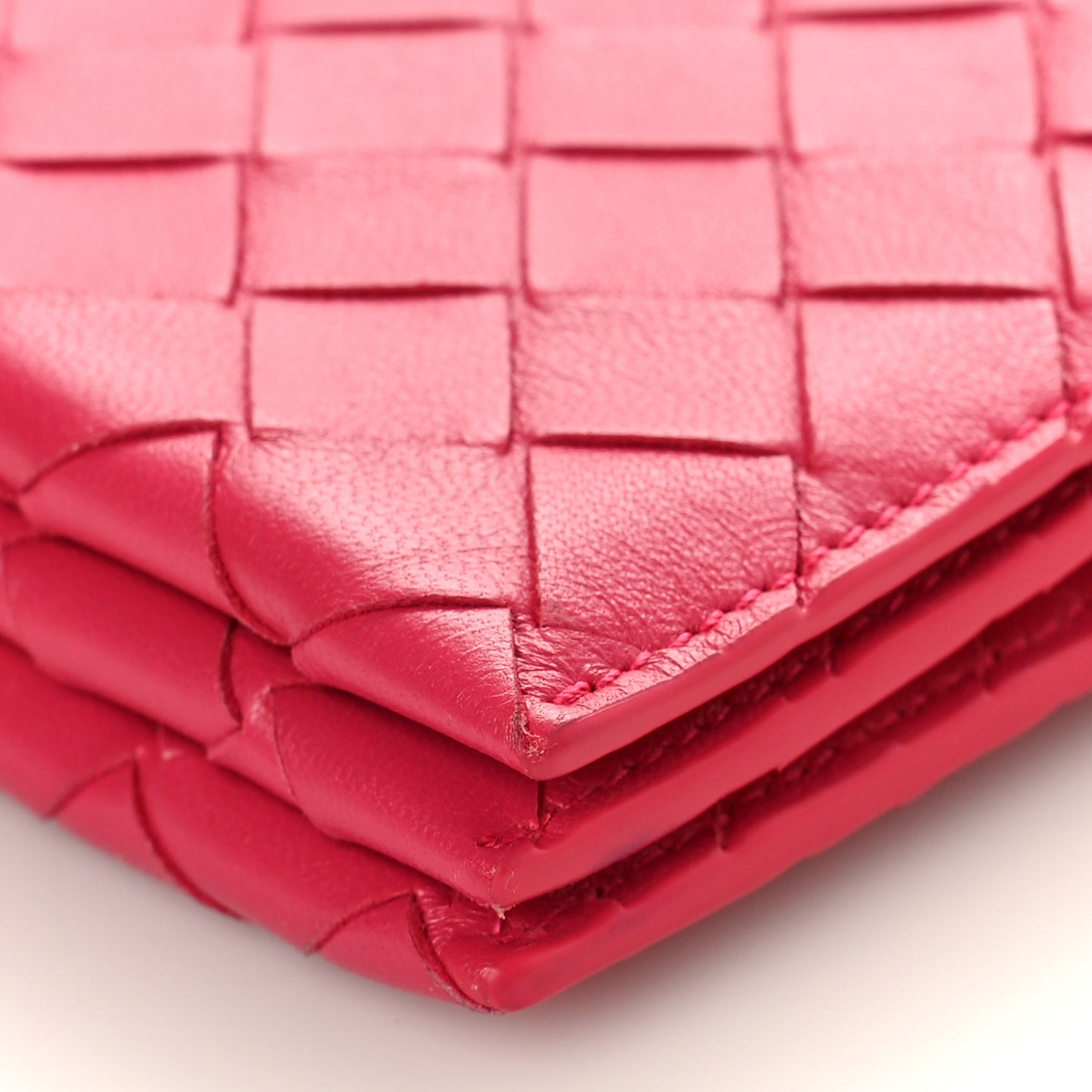 Nappa Intrecciato Wallet On Strap Cranberry