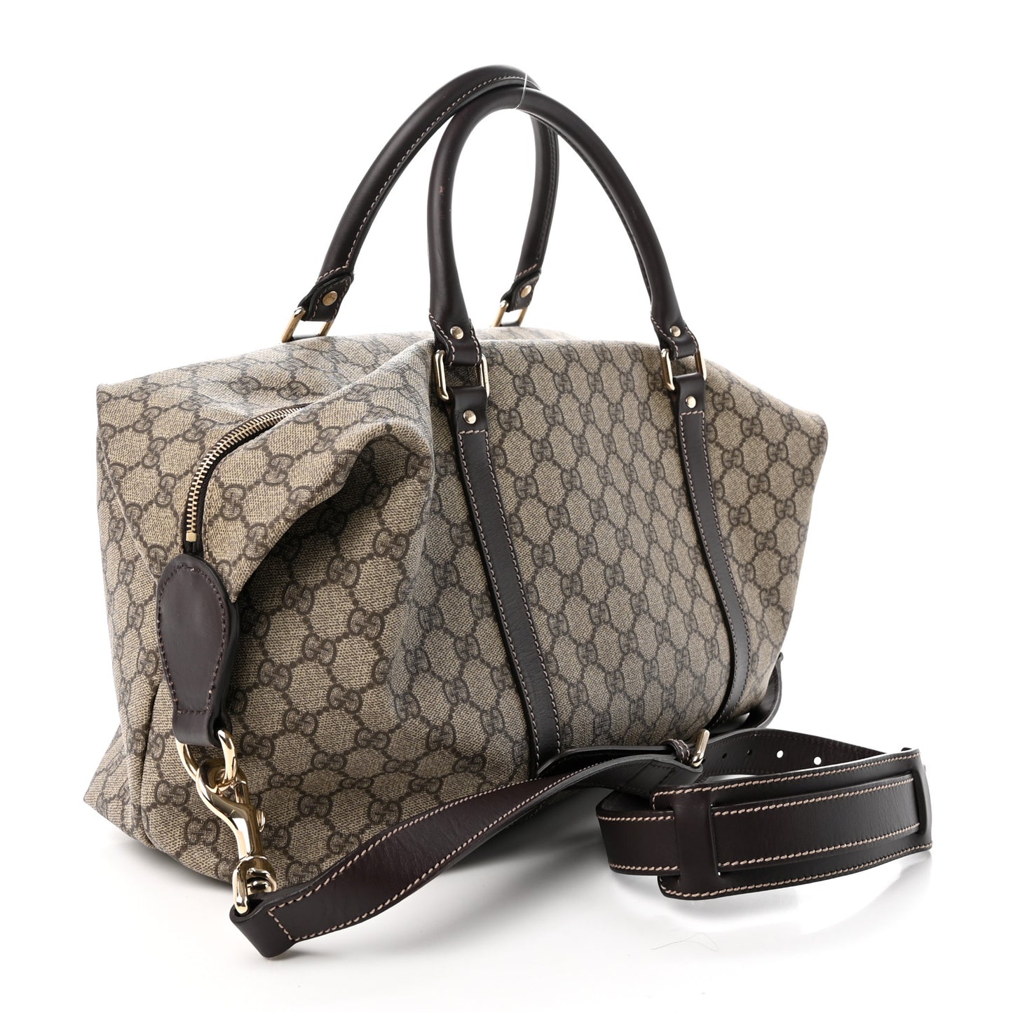 GG Plus Monogram Boston Carry On Duffle Bag Brown