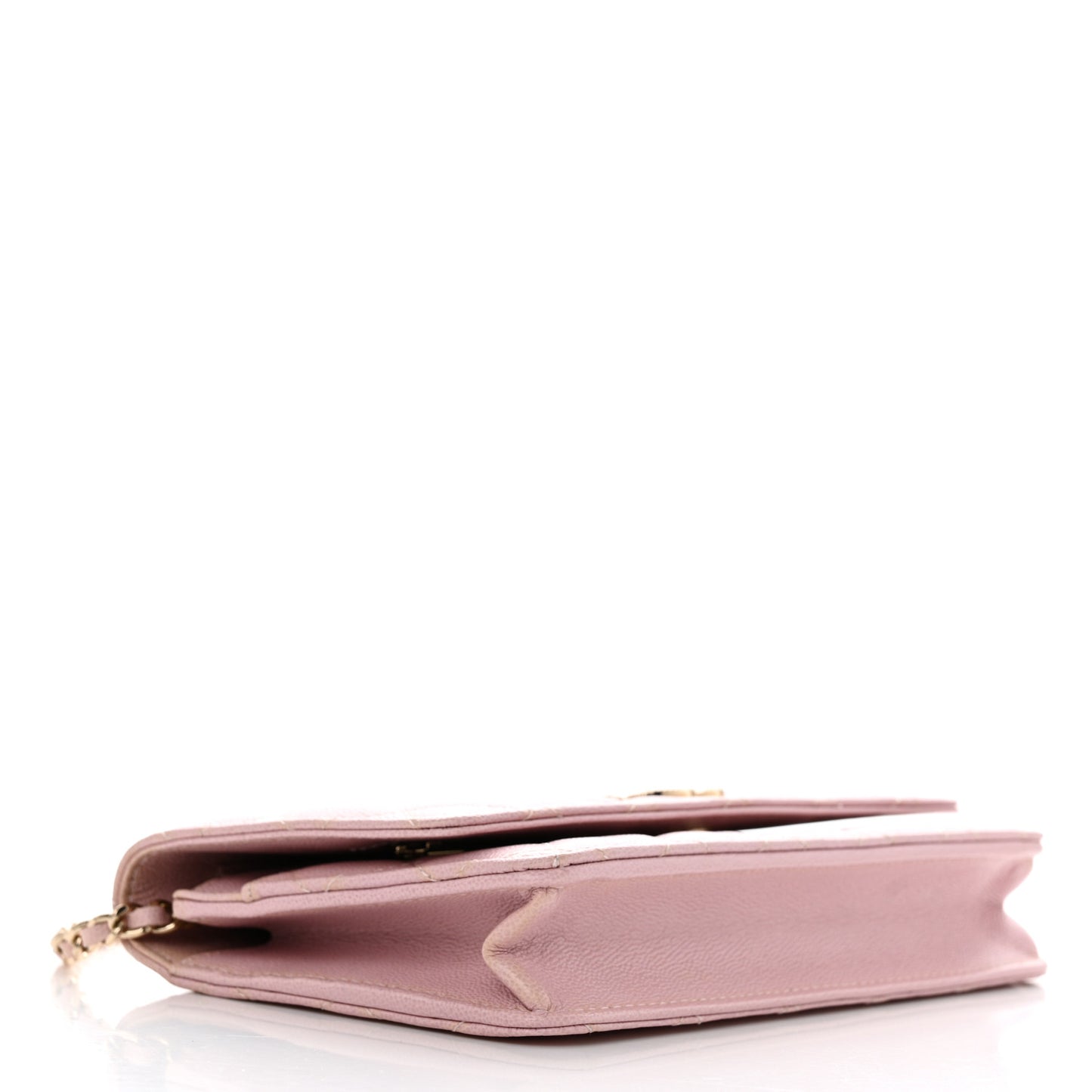 Caviar Quilted Studded CC Wallet on Chain WOC Light Pink
