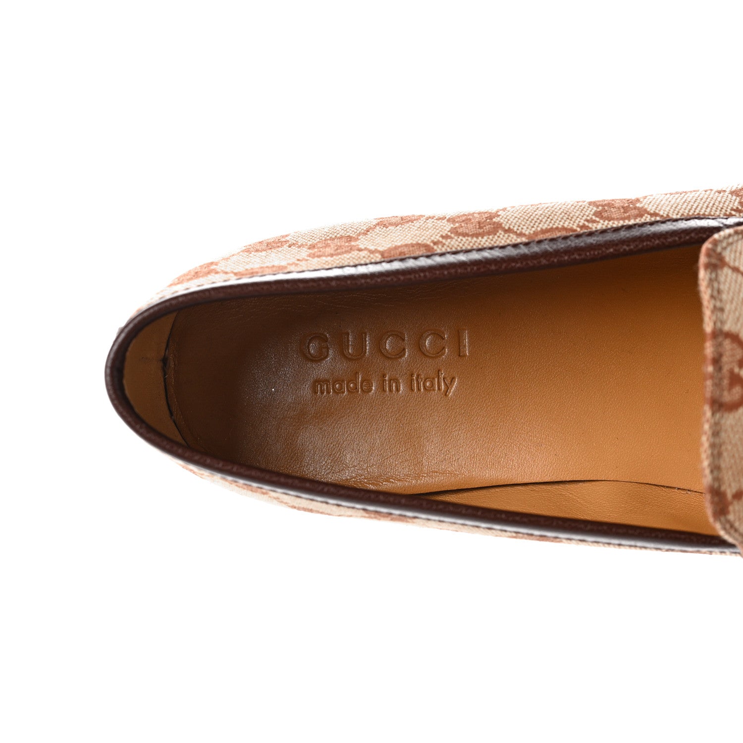 Gucci Canvas GG Monogram Horsebit Mens Jordaan Loafers 7.5 Beige Ruggine Light Brown 7 of 7