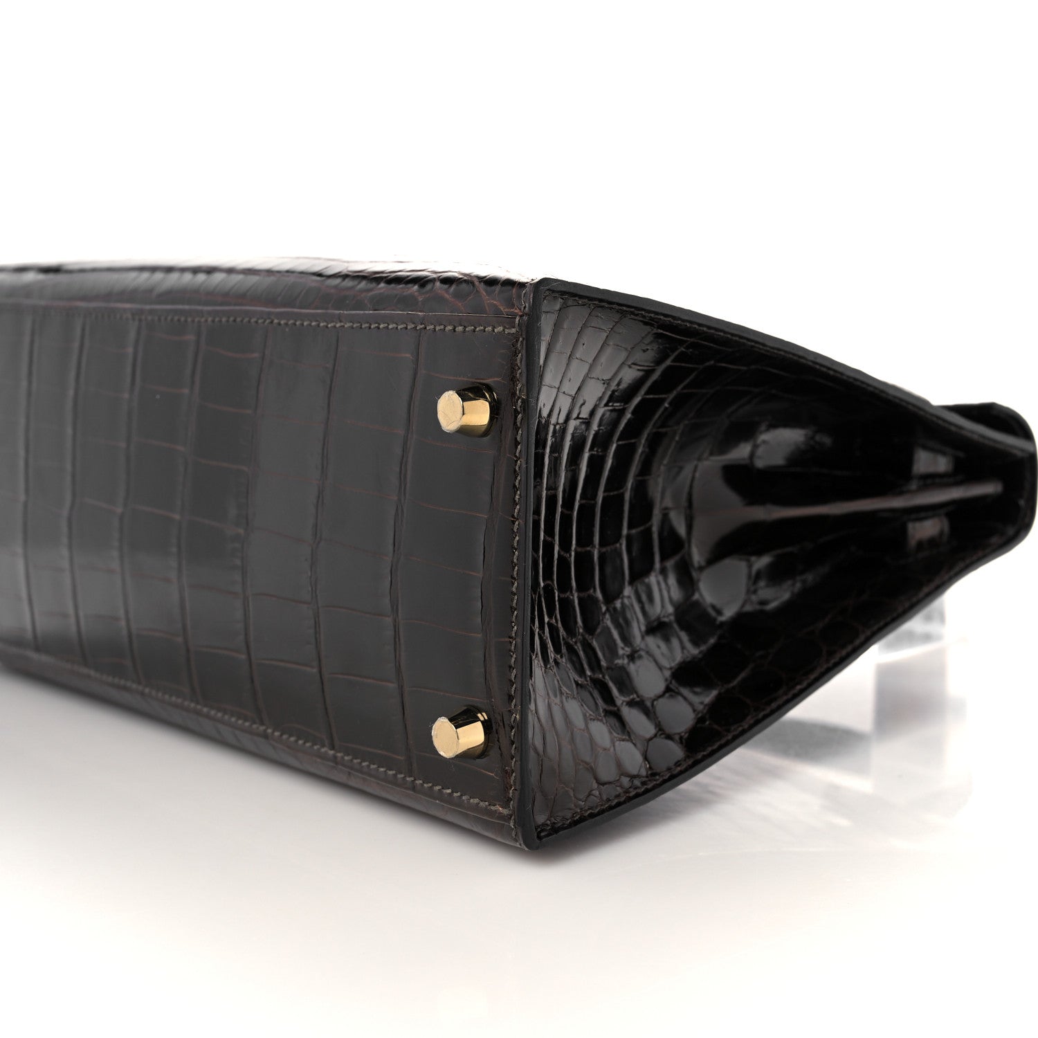 Hermes Shiny Niloticus Crocodile Kelly Sellier 28 Macassar 9 of 38