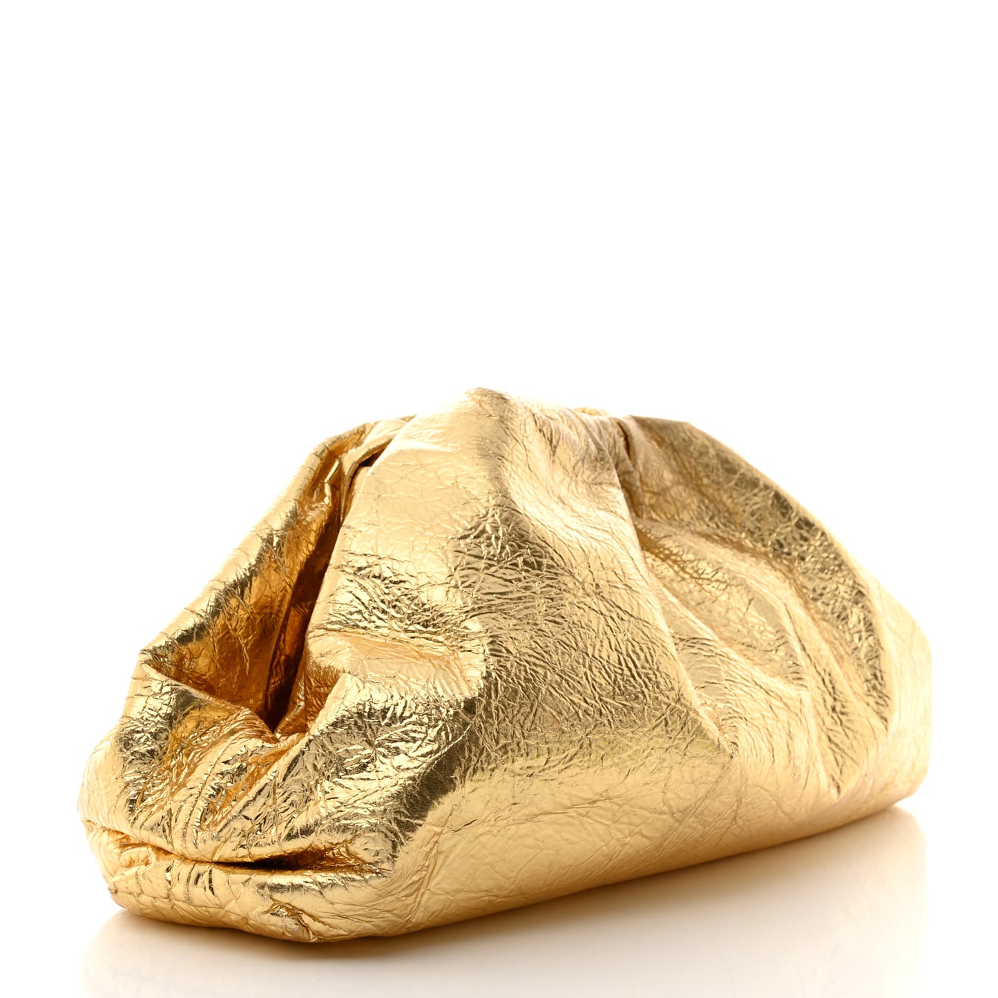 Metallic Crinkled Lambskin The Pouch Oversized Clutch Oro