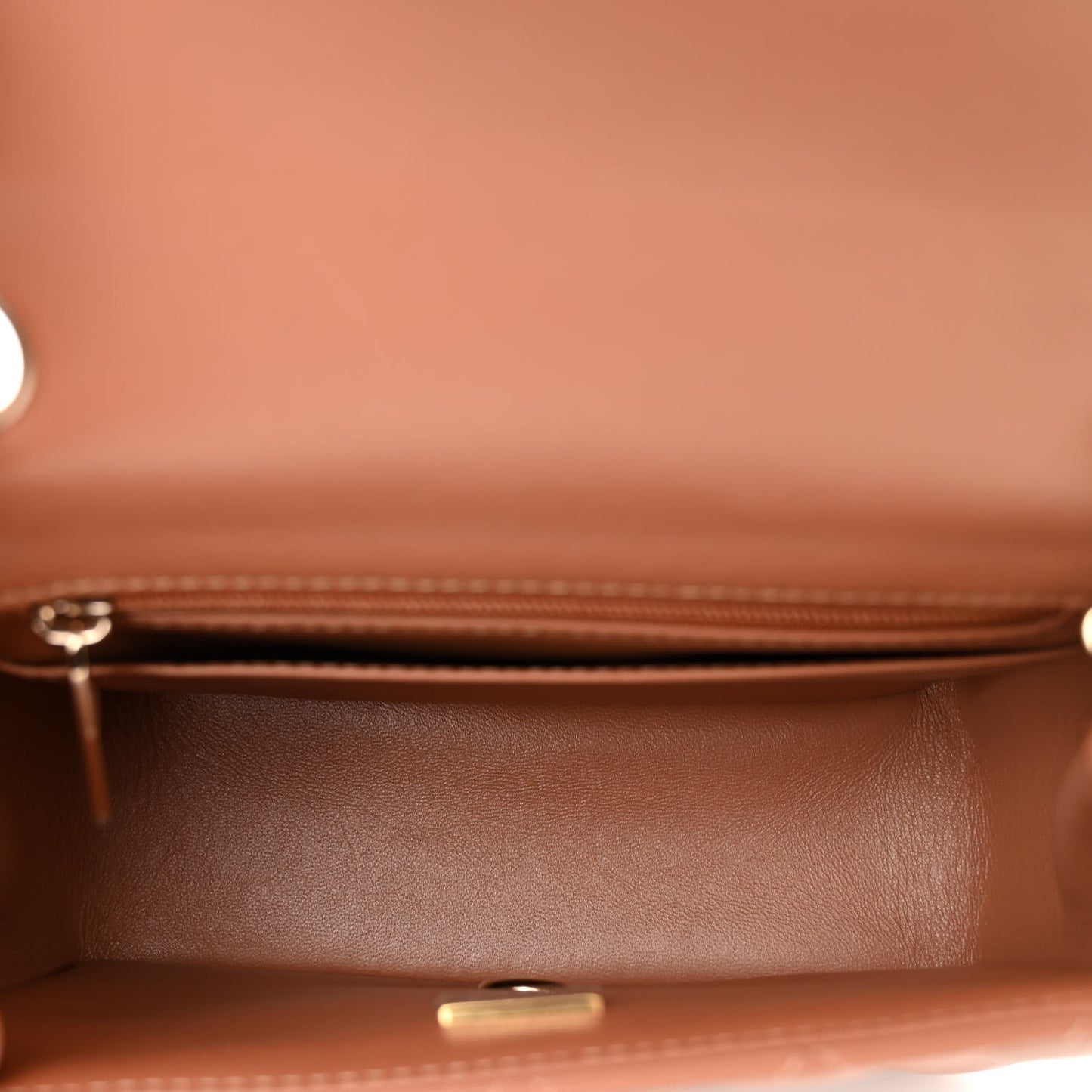 Lambskin Quilted Mini Square Flap Brown