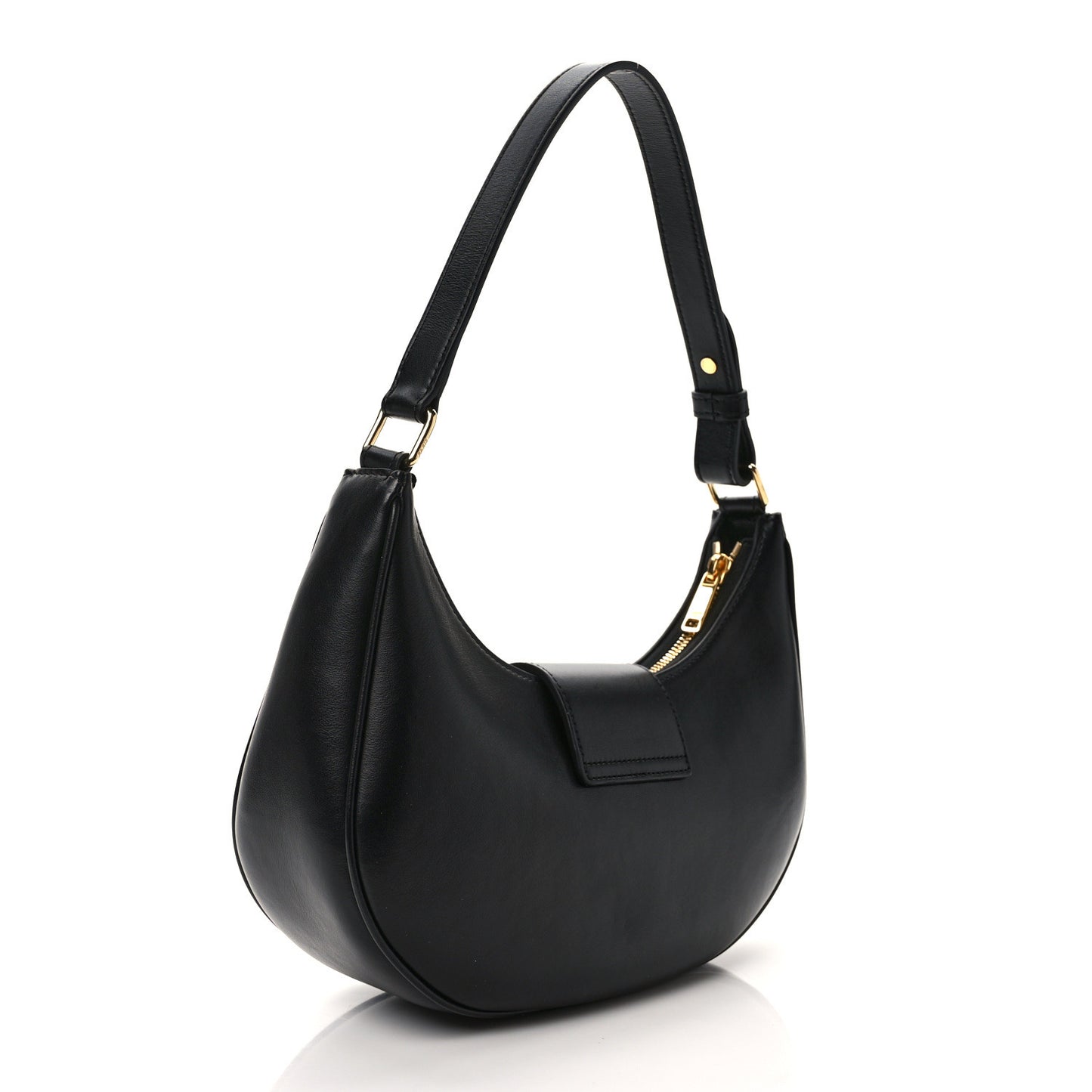 Smooth Calfskin Medium Strap Ava Triomphe Shoulder Bag Black
