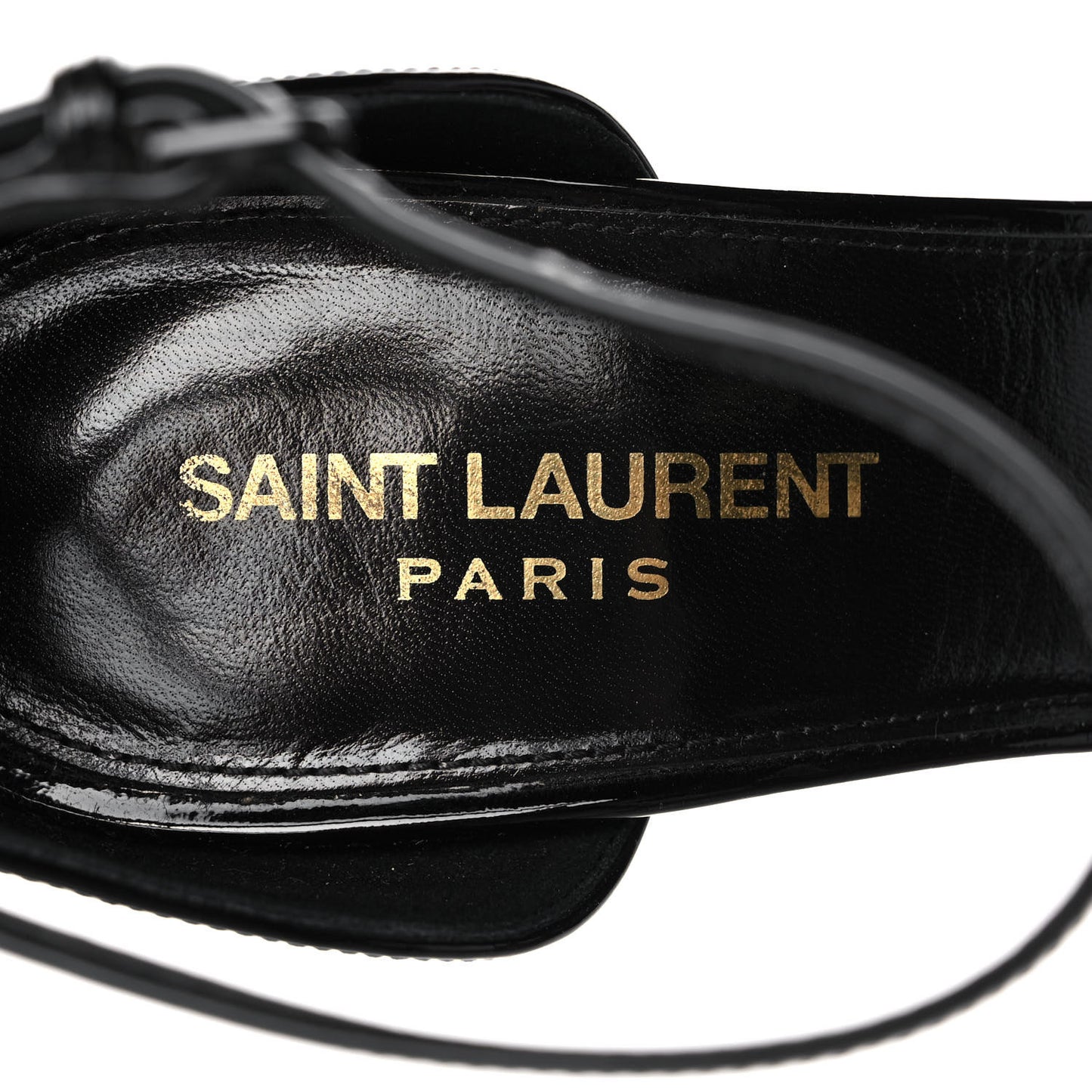 Patent Calfskin Opyum 110 Sandals 38.5 Black Gold