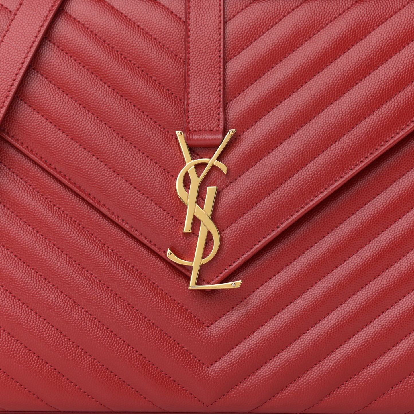 Grain De Poudre Matelasse Chevron Large Monogram Satchel Lipstick Red